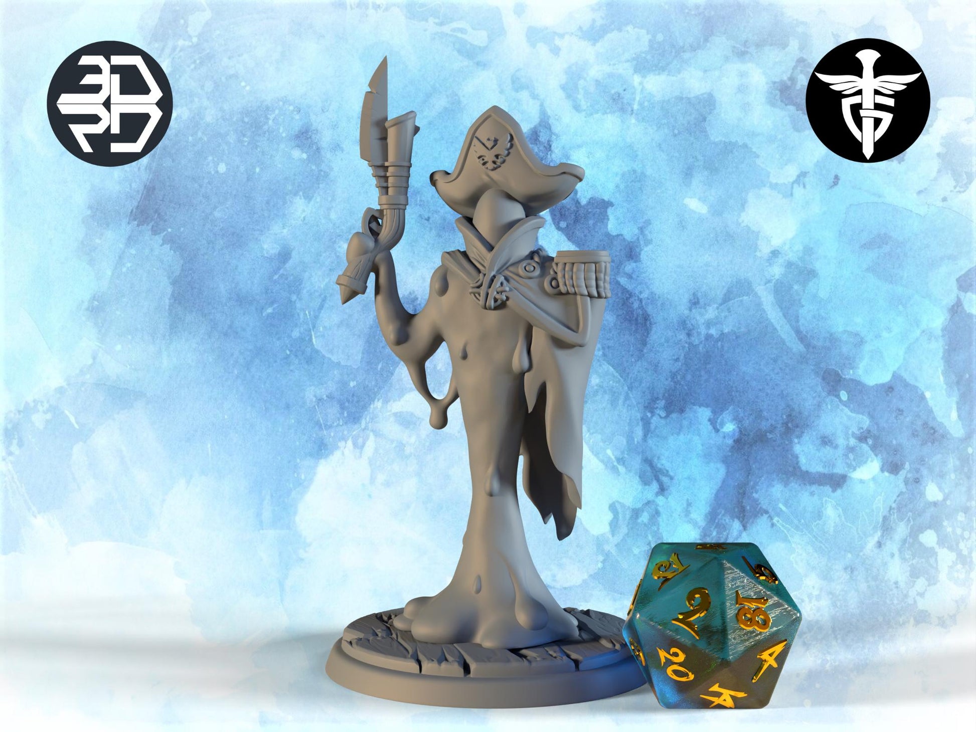 Plasmoid Captain Miniature | Twin Goddess Miniatures | Tabletop RPG Miniature | Roleplaying 3D Printed Fantasy Mini - 3DPrintDen