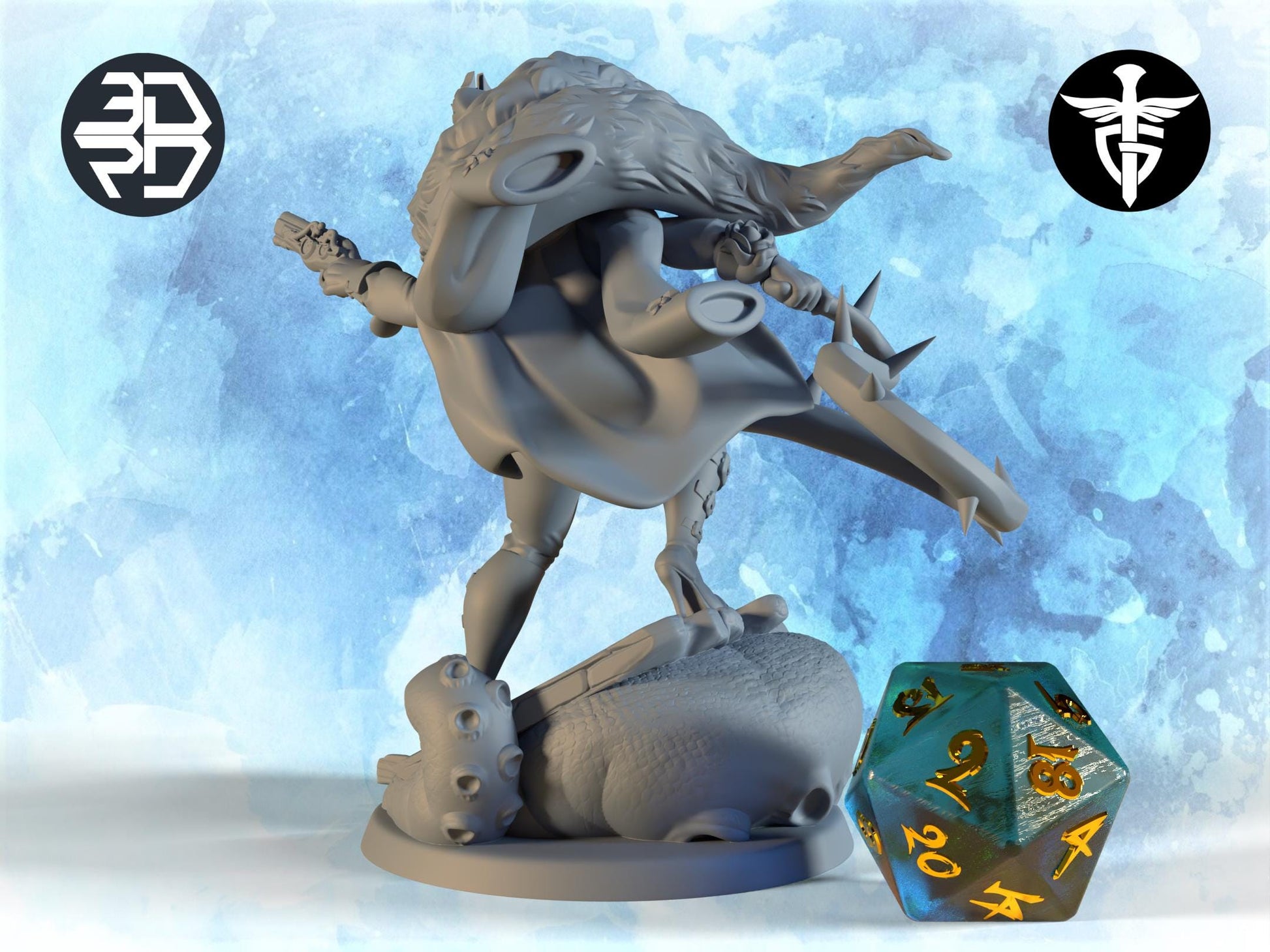 Female Elf Commander Miniature, Karina | Twin Goddess Miniatures | Tabletop RPG Miniature | Roleplaying 3D Printed Fantasy Mini - 3DPrintDen