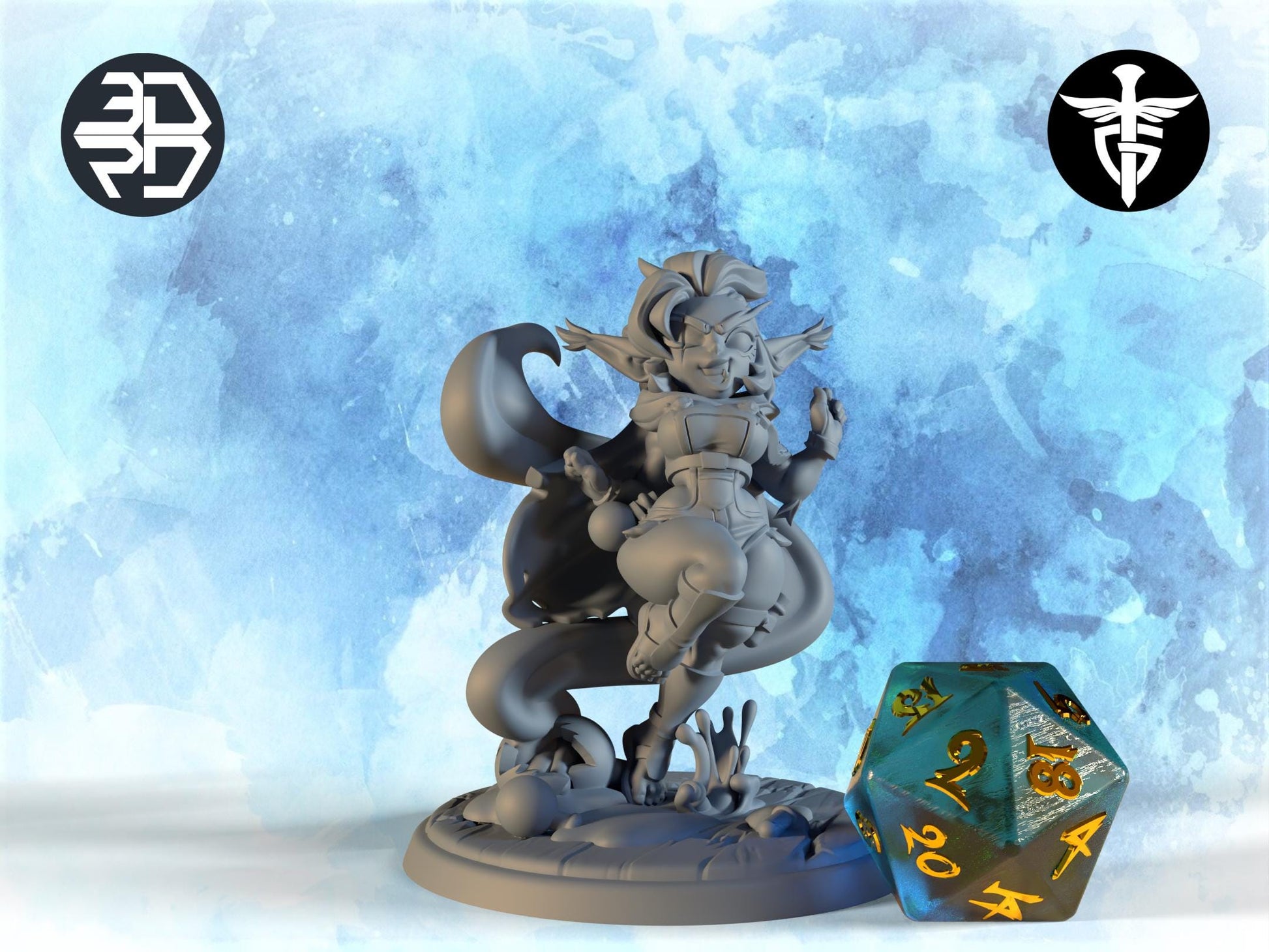 Female Goblin Alchemist Miniature, Goldie | Twin Goddess Miniatures | Tabletop RPG Miniature | Roleplaying 3D Printed Fantasy Mini - 3DPrintDen