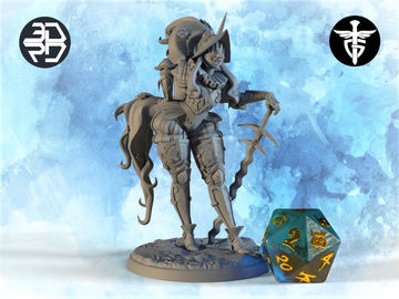 Female Sword Fighter Miniature, Lady Inez | Twin Goddess Miniatures | Tabletop RPG Miniature | Roleplaying 3D Printed Fantasy Mini - 3DPrintDen