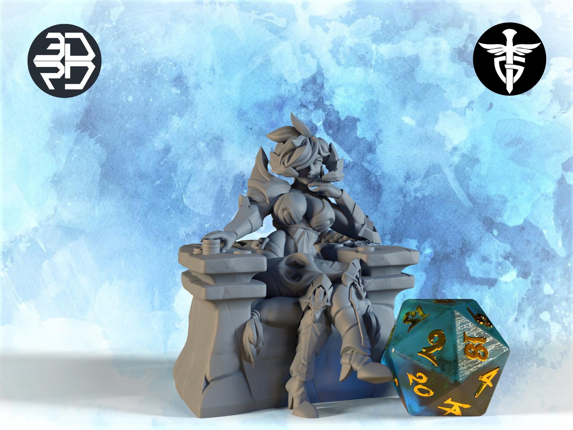 Dragon Lady Miniature | Twin Goddess Miniatures | Tabletop RPG Miniature | Roleplaying 3D Printed Fantasy Mini - 3DPrintDen