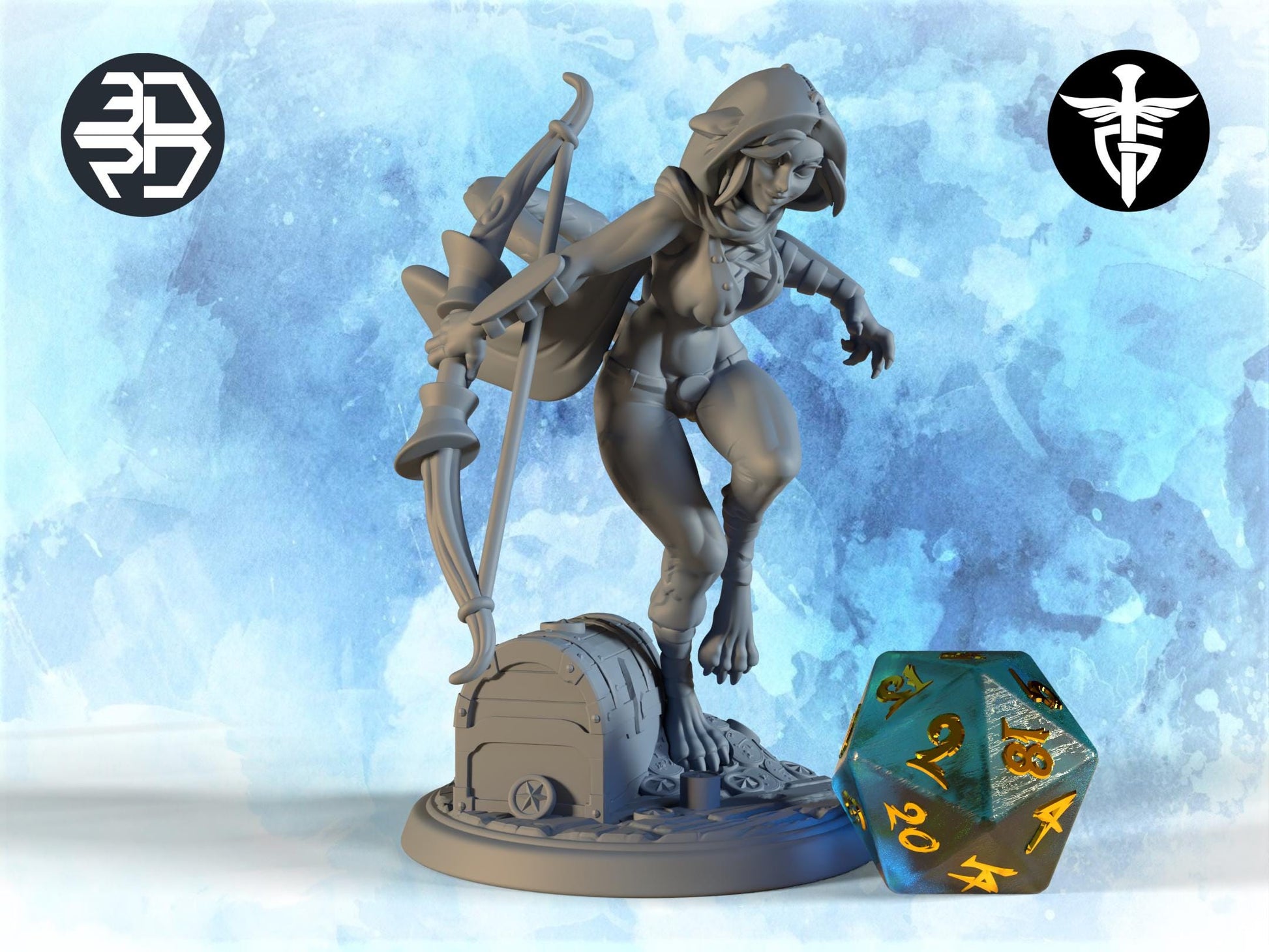 Female Tabaxi Miniature | Twin Goddess Miniatures | Tabletop RPG Miniature | Roleplaying 3D Printed Fantasy Mini - 3DPrintDen