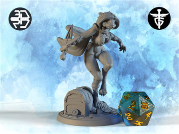 Female Tabaxi Miniature | Twin Goddess Miniatures | Tabletop RPG Miniature | Roleplaying 3D Printed Fantasy Mini - 3DPrintDen