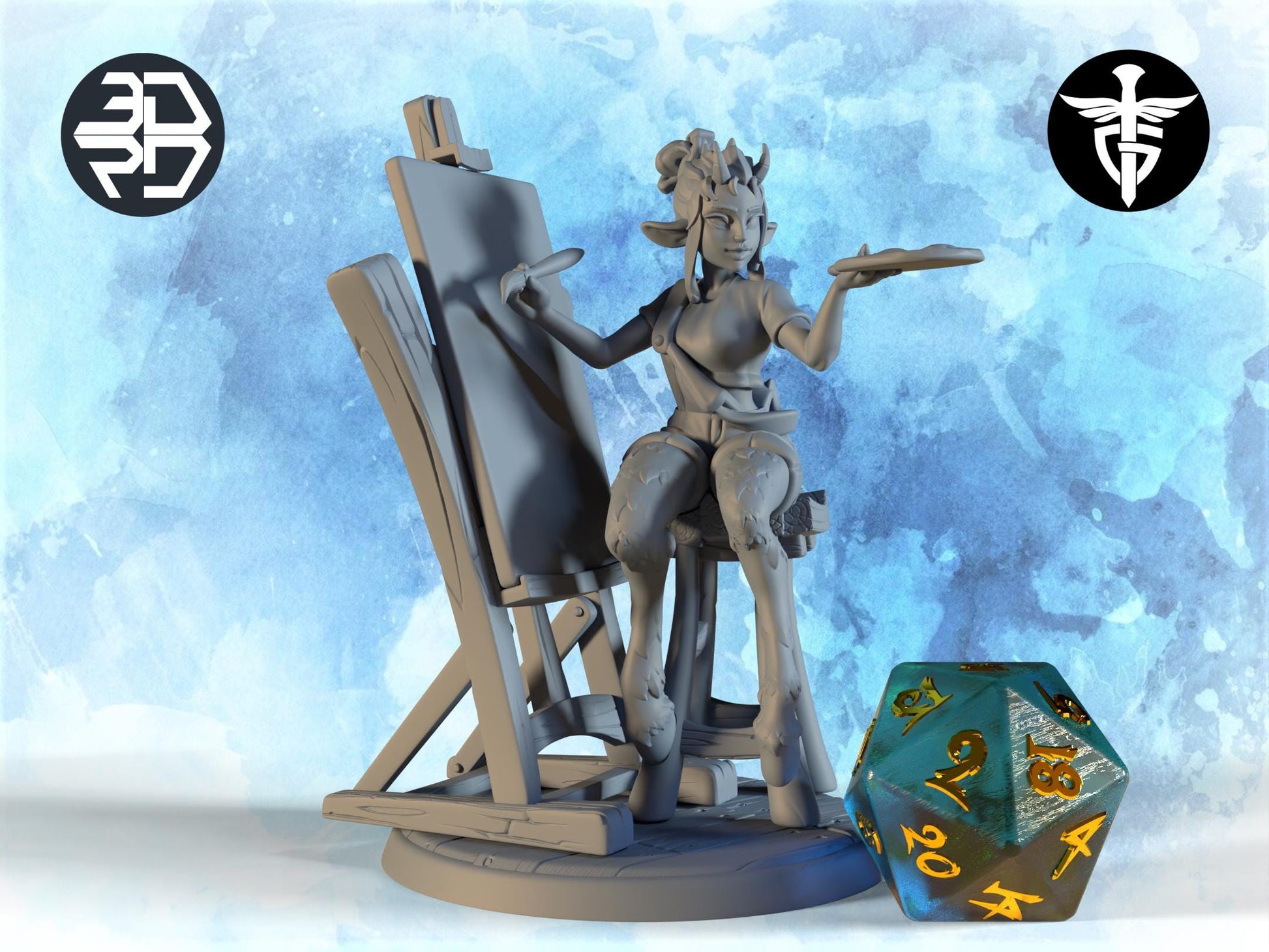 Satyr Artist Miniature | Twin Goddess Miniatures | Tabletop RPG Miniature | Roleplaying 3D Printed Fantasy Mini - 3DPrintDen