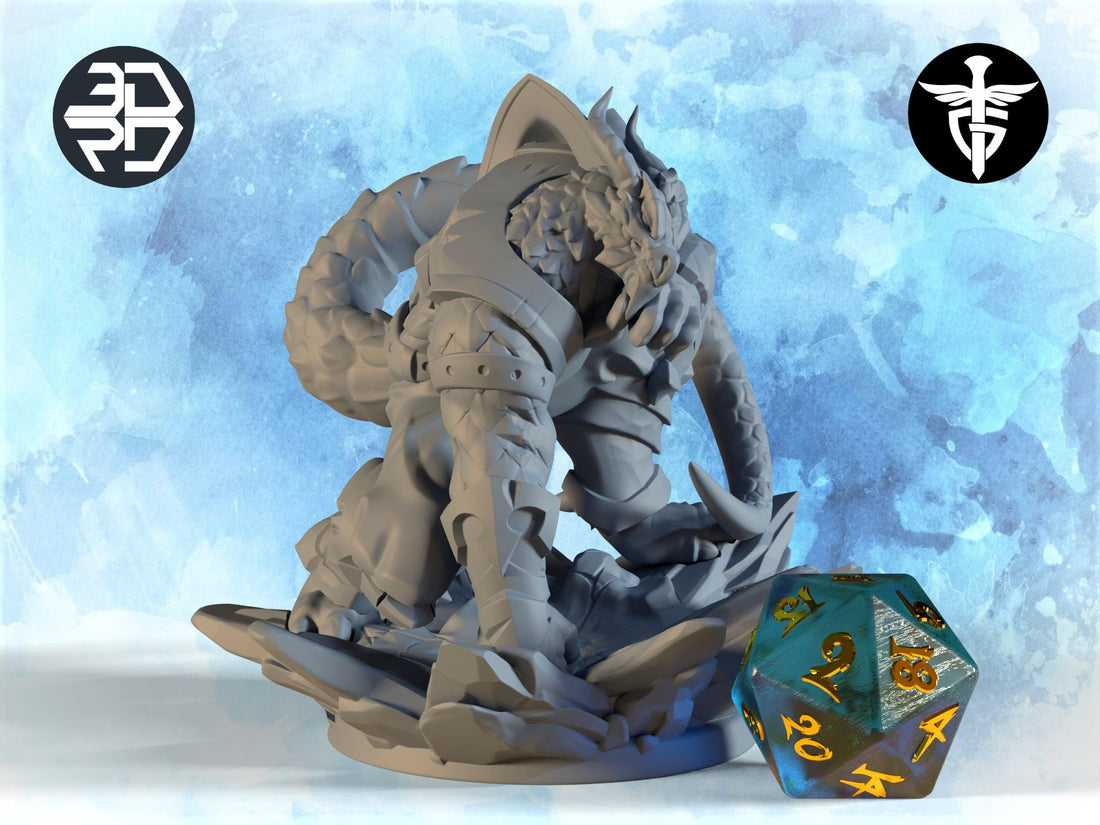 Dragonman Miniature, Kreig | Twin Goddess Miniatures | Tabletop RPG Miniature | Roleplaying 3D Printed Fantasy Mini - 3DPrintDen