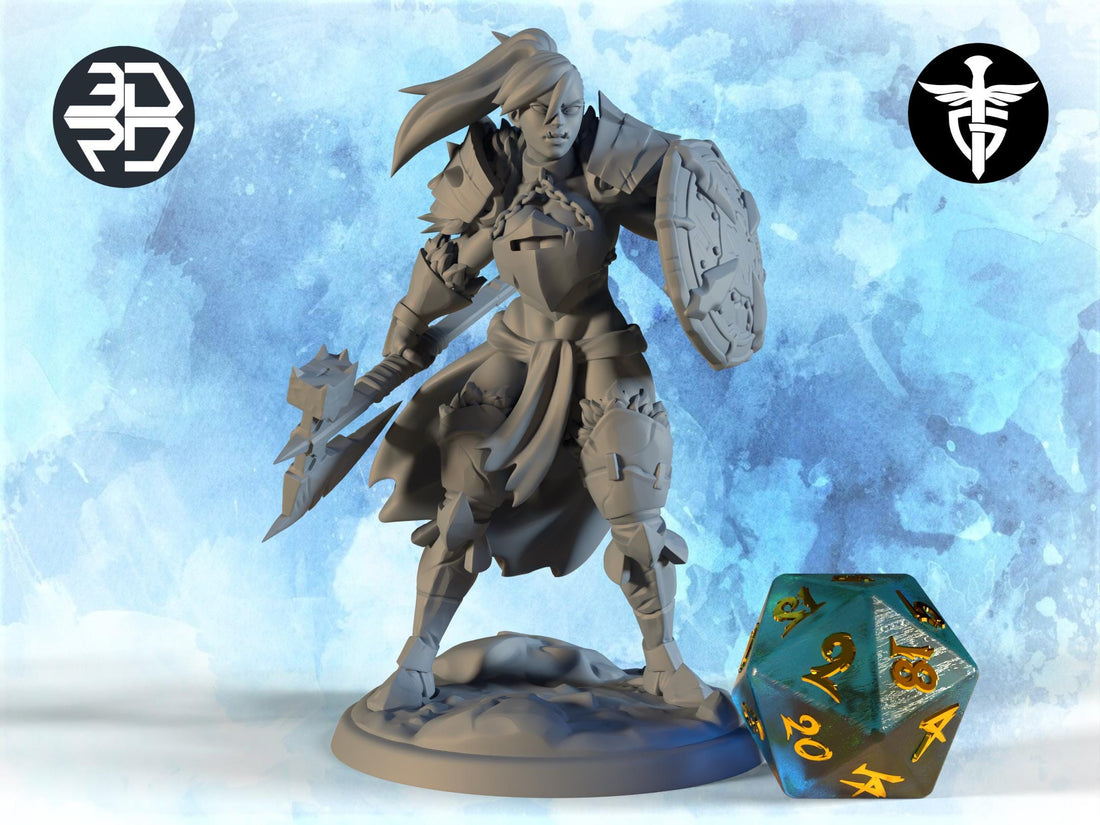 Female Orc Cleric Miniature | Twin Goddess Miniatures | Tabletop RPG Miniature | Roleplaying 3D Printed Fantasy Mini - 3DPrintDen