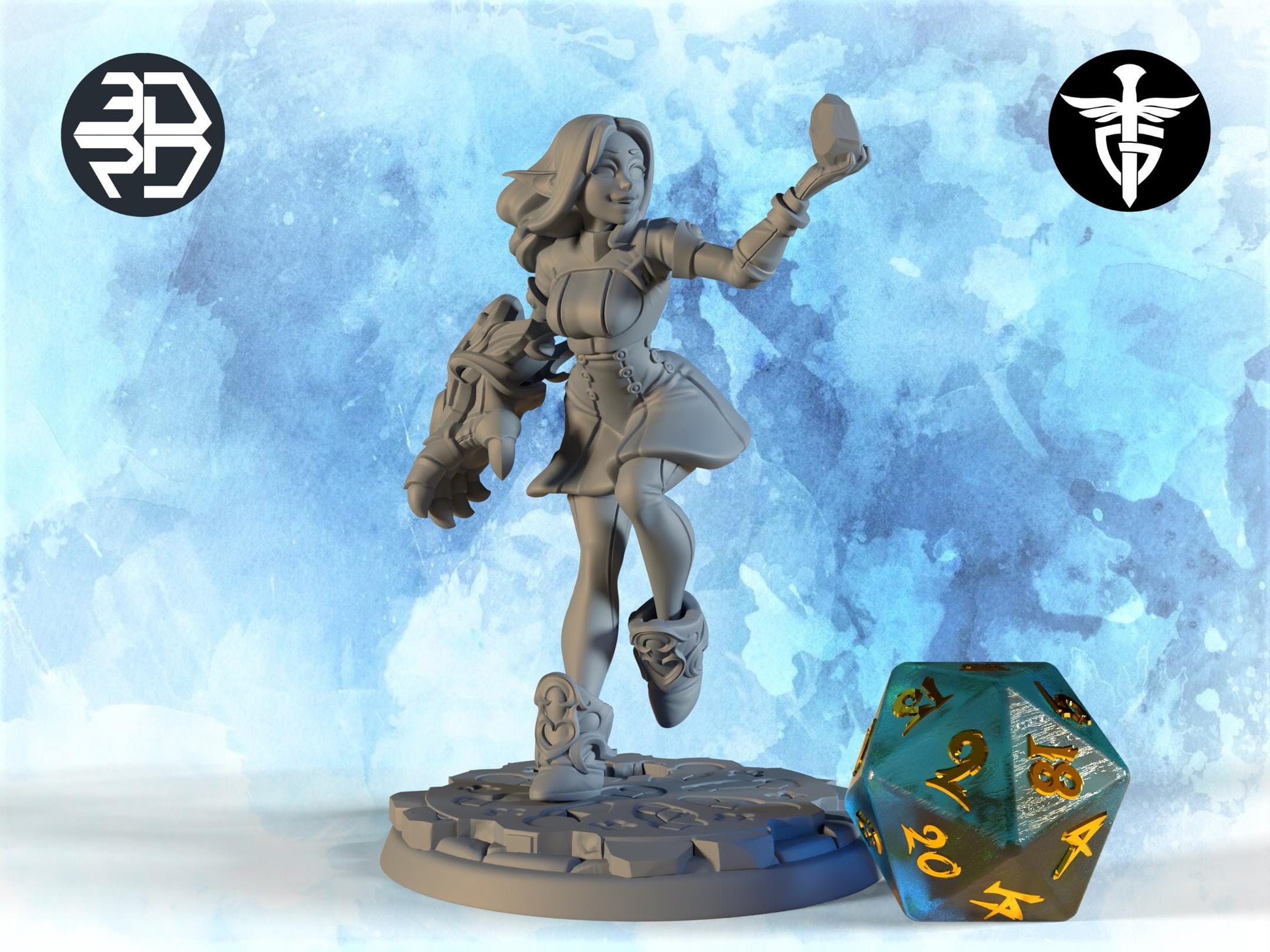 Female Hex Wizard Miniature | Twin Goddess Miniatures | Tabletop RPG Miniature | Roleplaying 3D Printed Fantasy Mini - 3DPrintDen