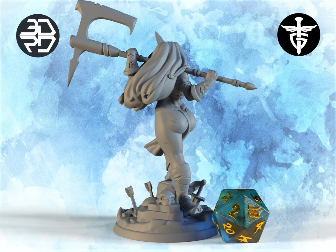 Female Barbarian Miniature, Thitania | Twin Goddess Miniatures | Tabletop RPG Miniature | Roleplaying 3D Printed Fantasy Mini - 3DPrintDen