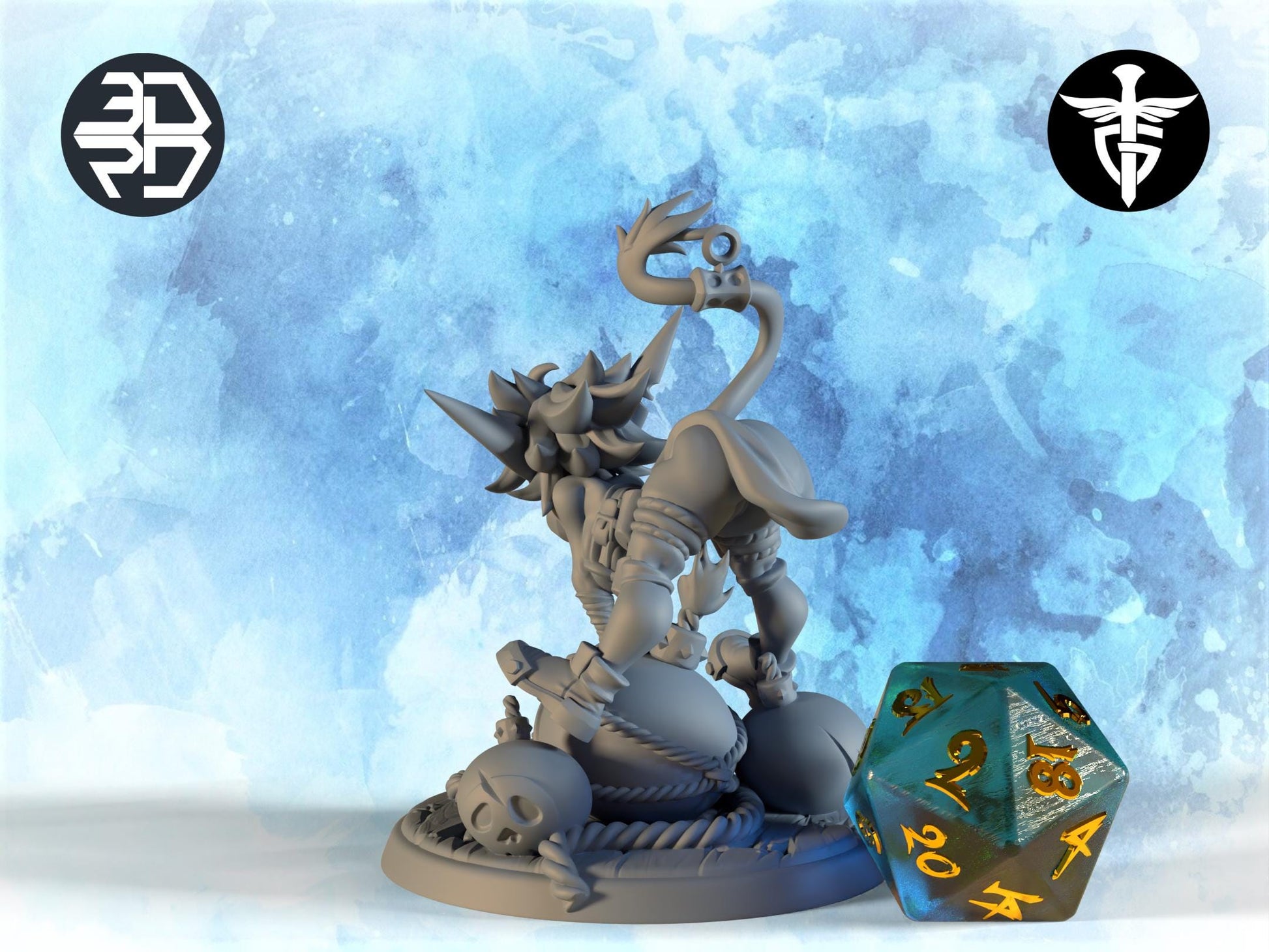 Female Goblin Bomber Miniature | Twin Goddess Miniatures | Tabletop RPG Miniature | Roleplaying 3D Printed Fantasy Mini - 3DPrintDen