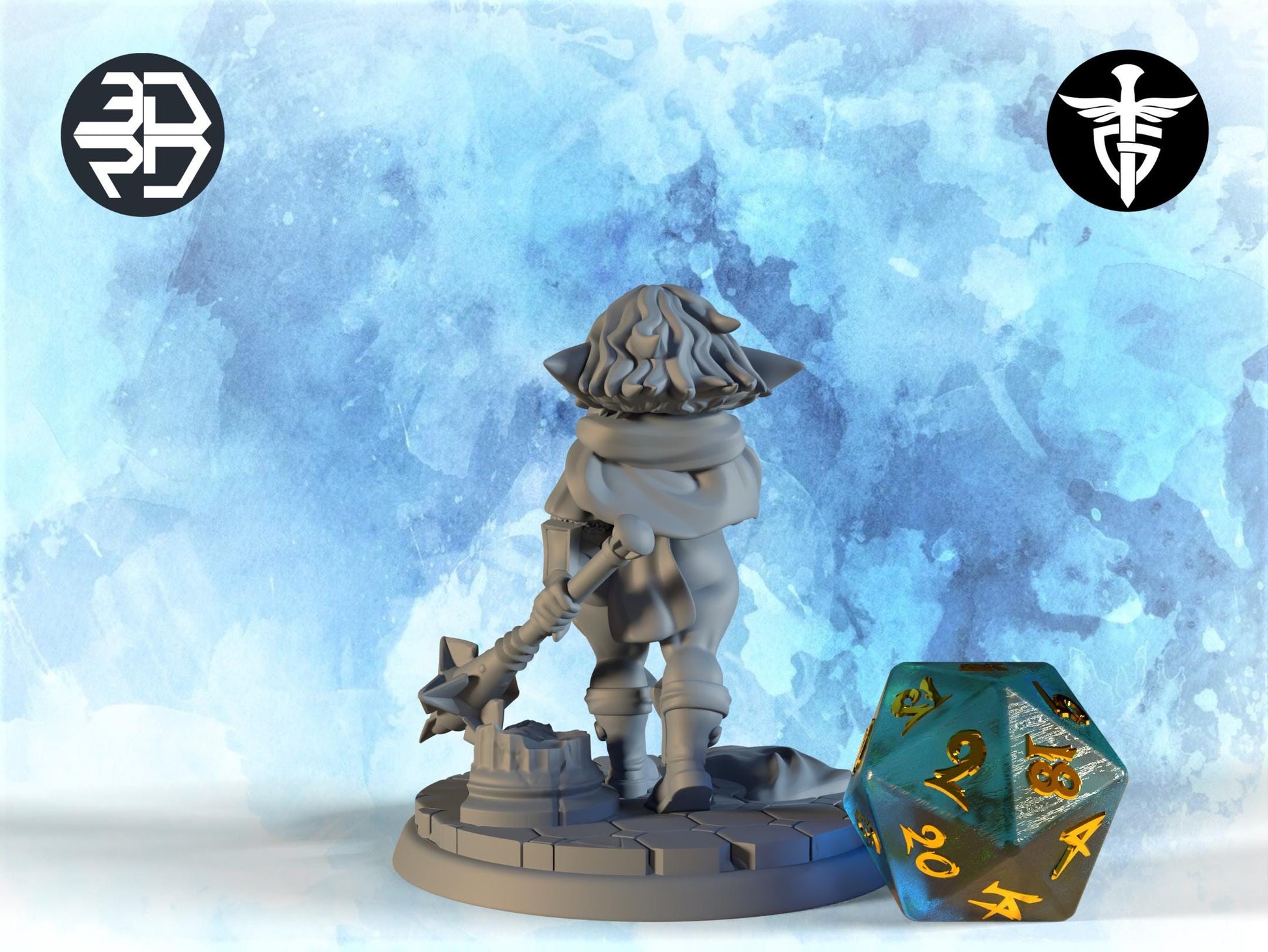 Female Goblin Cleric Miniature, Holly | Twin Goddess Miniatures | Tabletop RPG Miniature | Roleplaying 3D Printed Fantasy Mini - 3DPrintDen