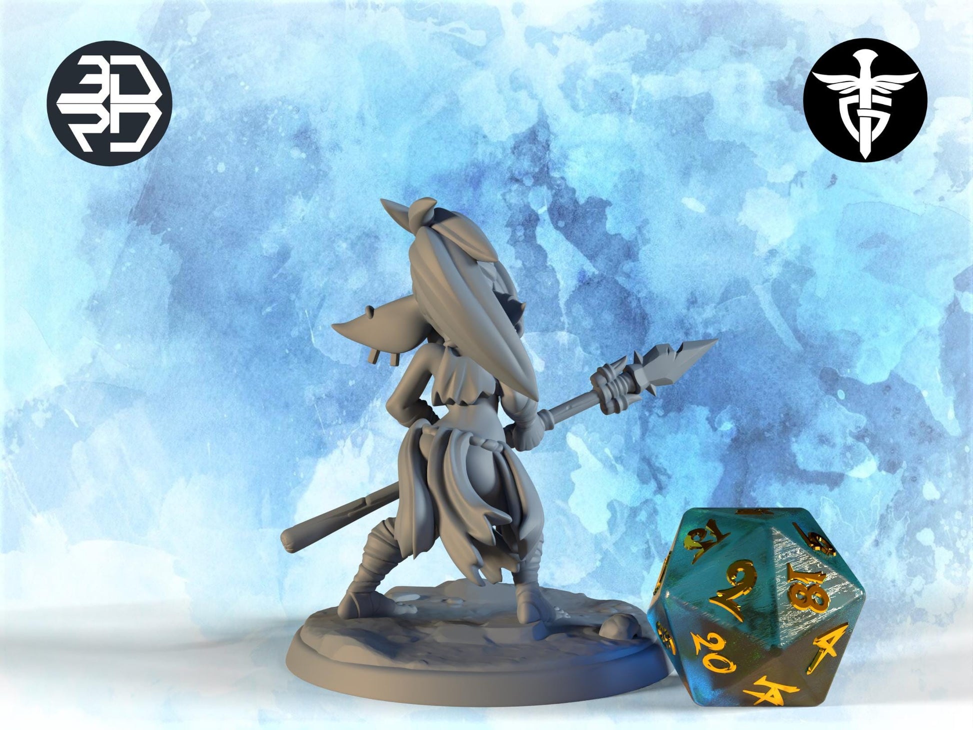 Female Goblin Fighter Miniature | Twin Goddess Miniatures | Tabletop RPG Miniature | Roleplaying 3D Printed Fantasy Mini - 3DPrintDen