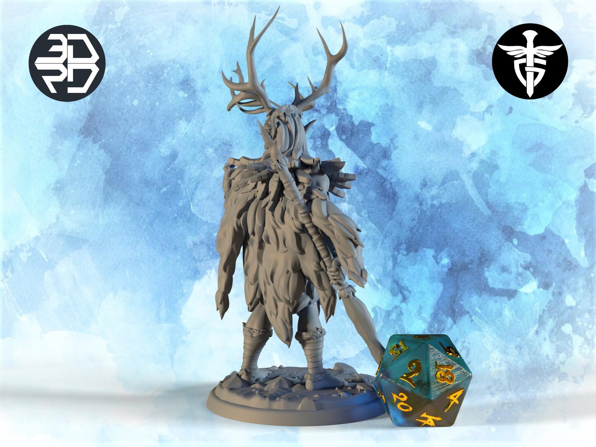 Ancient Druid Miniature, Fara-Isil | Twin Goddess Miniatures | Tabletop RPG Miniature | Roleplaying 3D Printed Fantasy Mini - 3DPrintDen