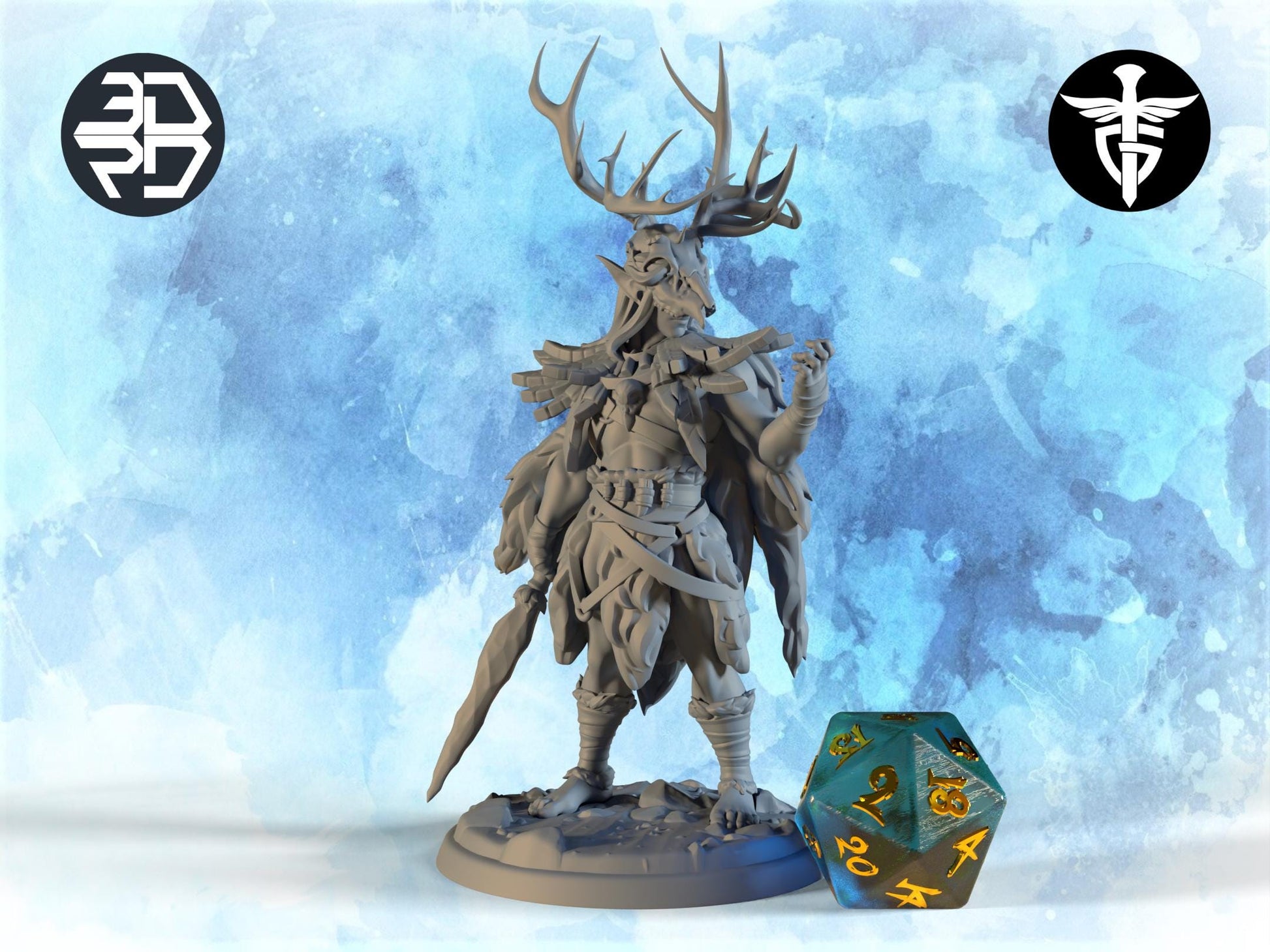 Ancient Druid Miniature, Fara-Isil | Twin Goddess Miniatures | Tabletop RPG Miniature | Roleplaying 3D Printed Fantasy Mini - 3DPrintDen
