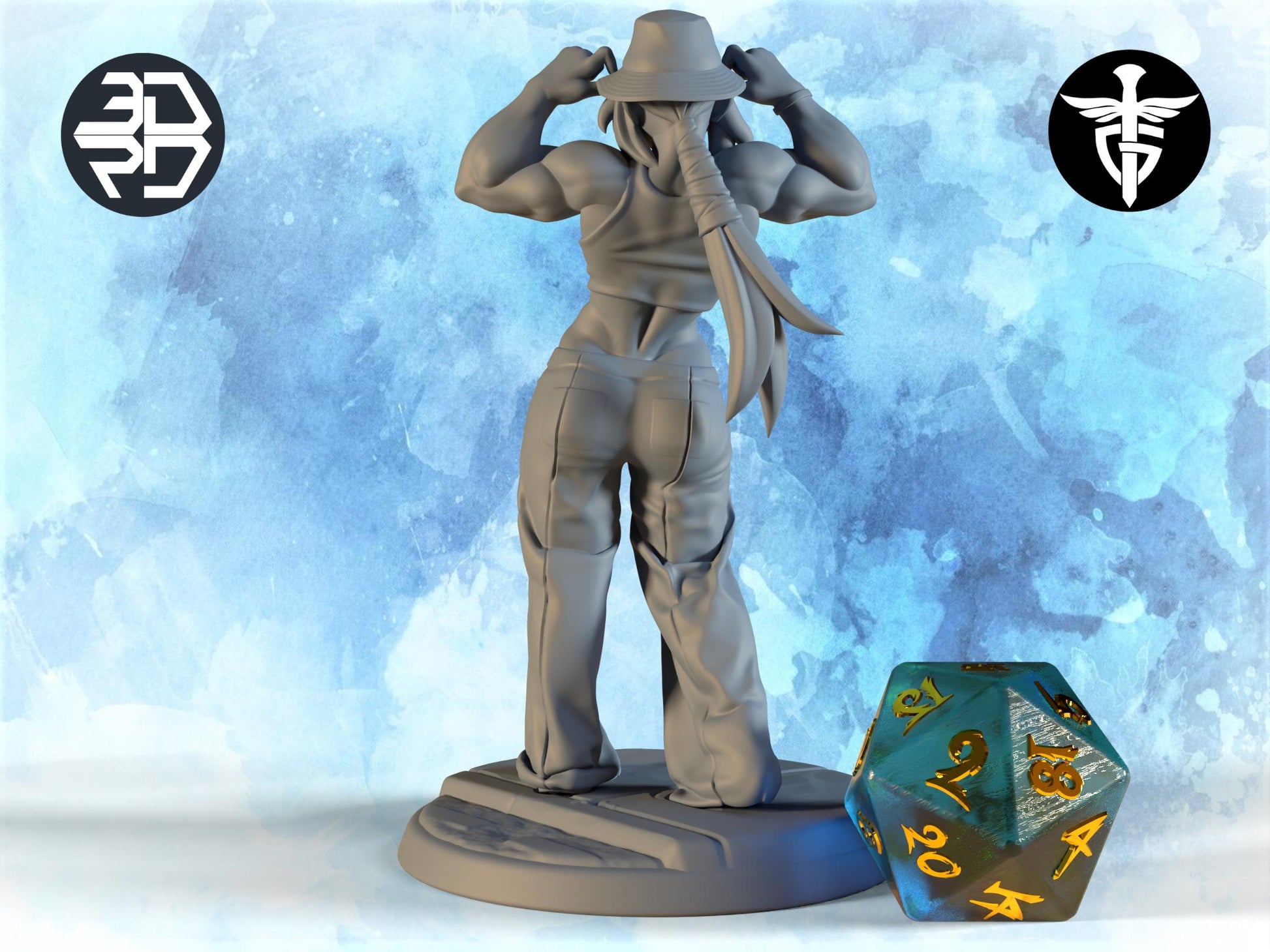 Female Goliath Breakdancer Miniature, Kit | Twin Goddess Miniatures | Tabletop RPG Miniature | Roleplaying 3D Printed Fantasy Mini - 3DPrintDen