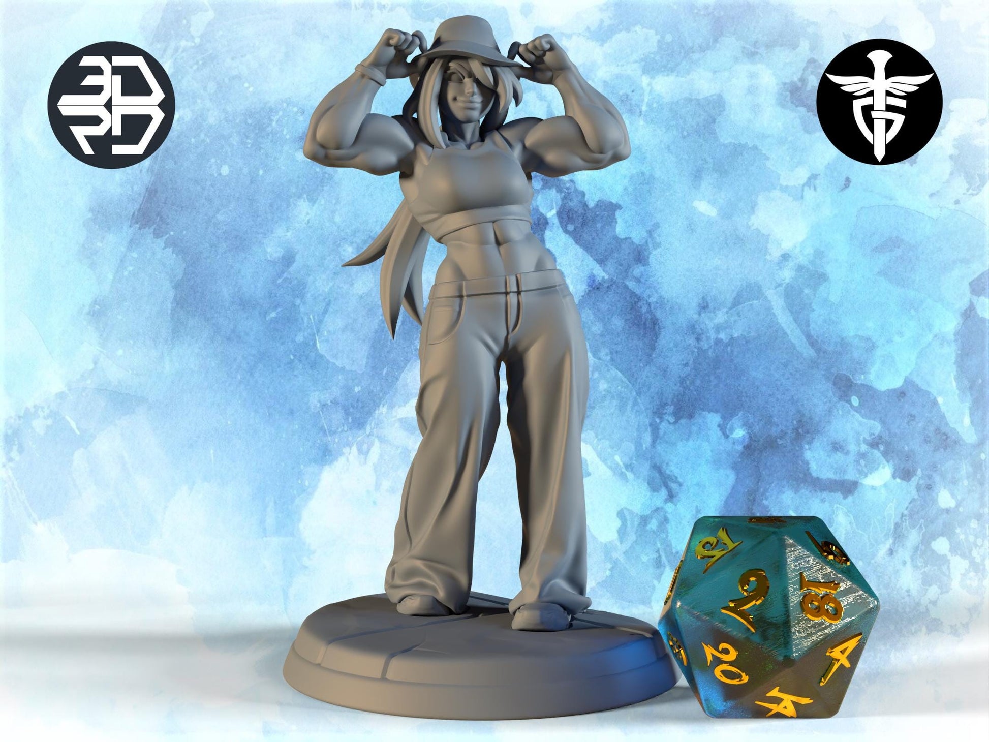 Female Goliath Breakdancer Miniature, Kit | Twin Goddess Miniatures | Tabletop RPG Miniature | Roleplaying 3D Printed Fantasy Mini - 3DPrintDen