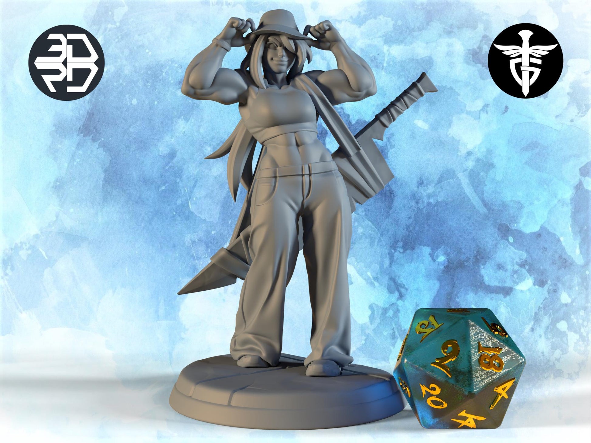Female Goliath Breakdancer Miniature, Kit | Twin Goddess Miniatures | Tabletop RPG Miniature | Roleplaying 3D Printed Fantasy Mini - 3DPrintDen