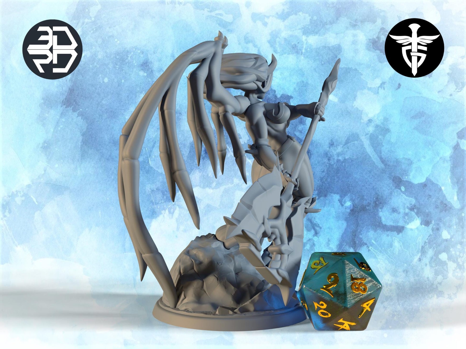 Aasimar Paladin | Twin Goddess Miniatures | Tabletop RPG Miniature | Roleplaying 3D Printed Fantasy Mini - 3DPrintDen