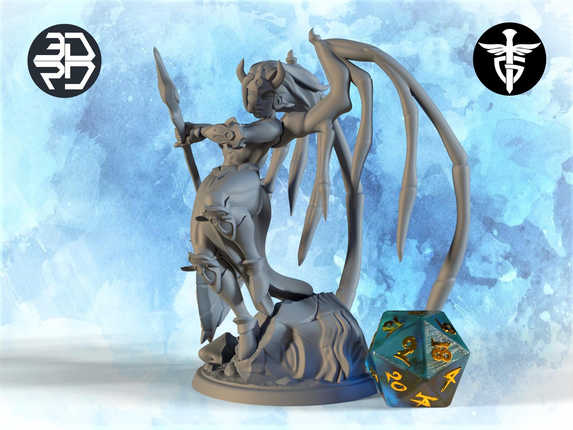 Aasimar Paladin | Twin Goddess Miniatures | Tabletop RPG Miniature | Roleplaying 3D Printed Fantasy Mini - 3DPrintDen