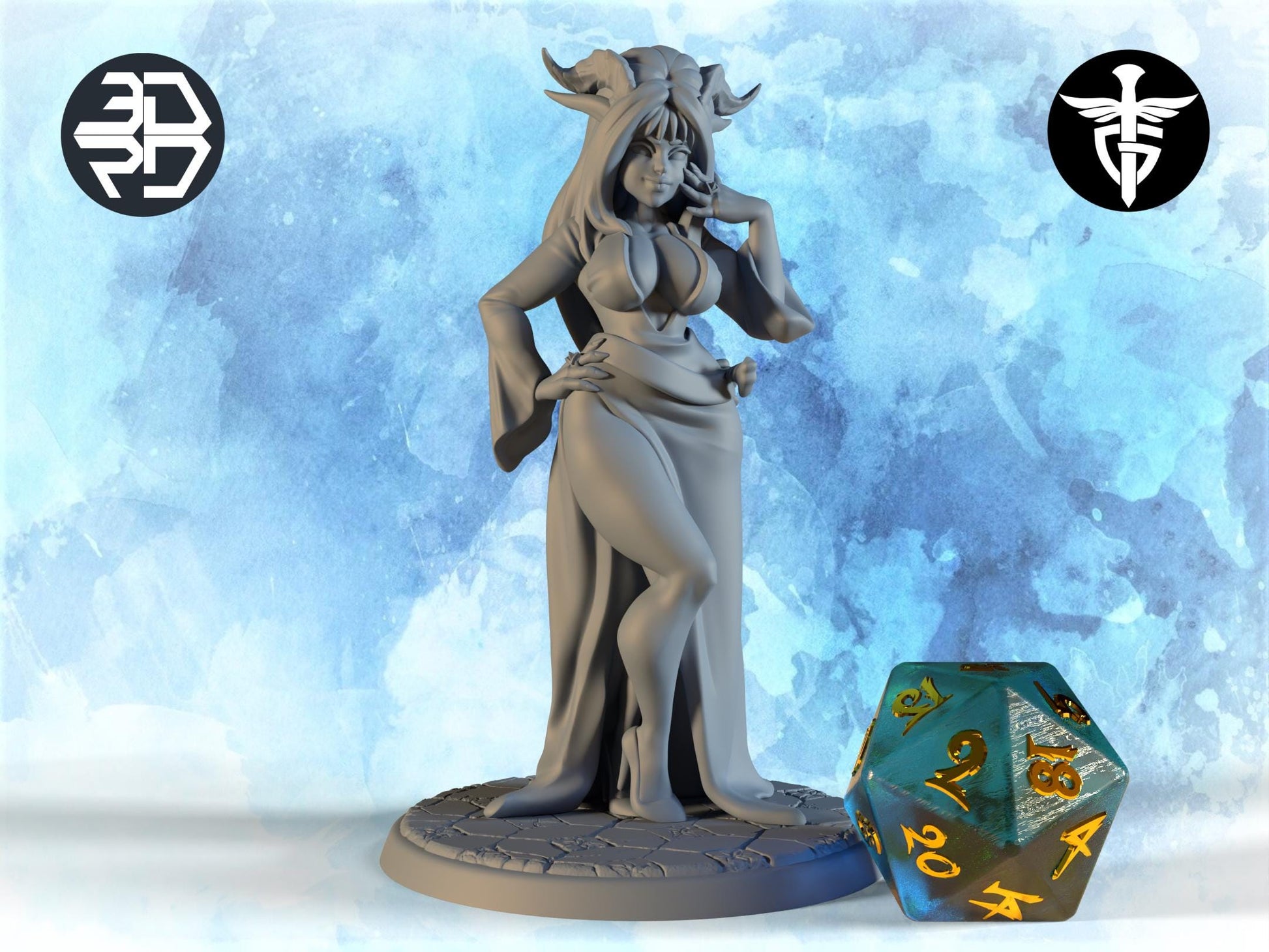 Dragon Mistress Miniature | Twin Goddess Miniatures | Tabletop RPG Miniature | Roleplaying 3D Printed Fantasy Mini - 3DPrintDen