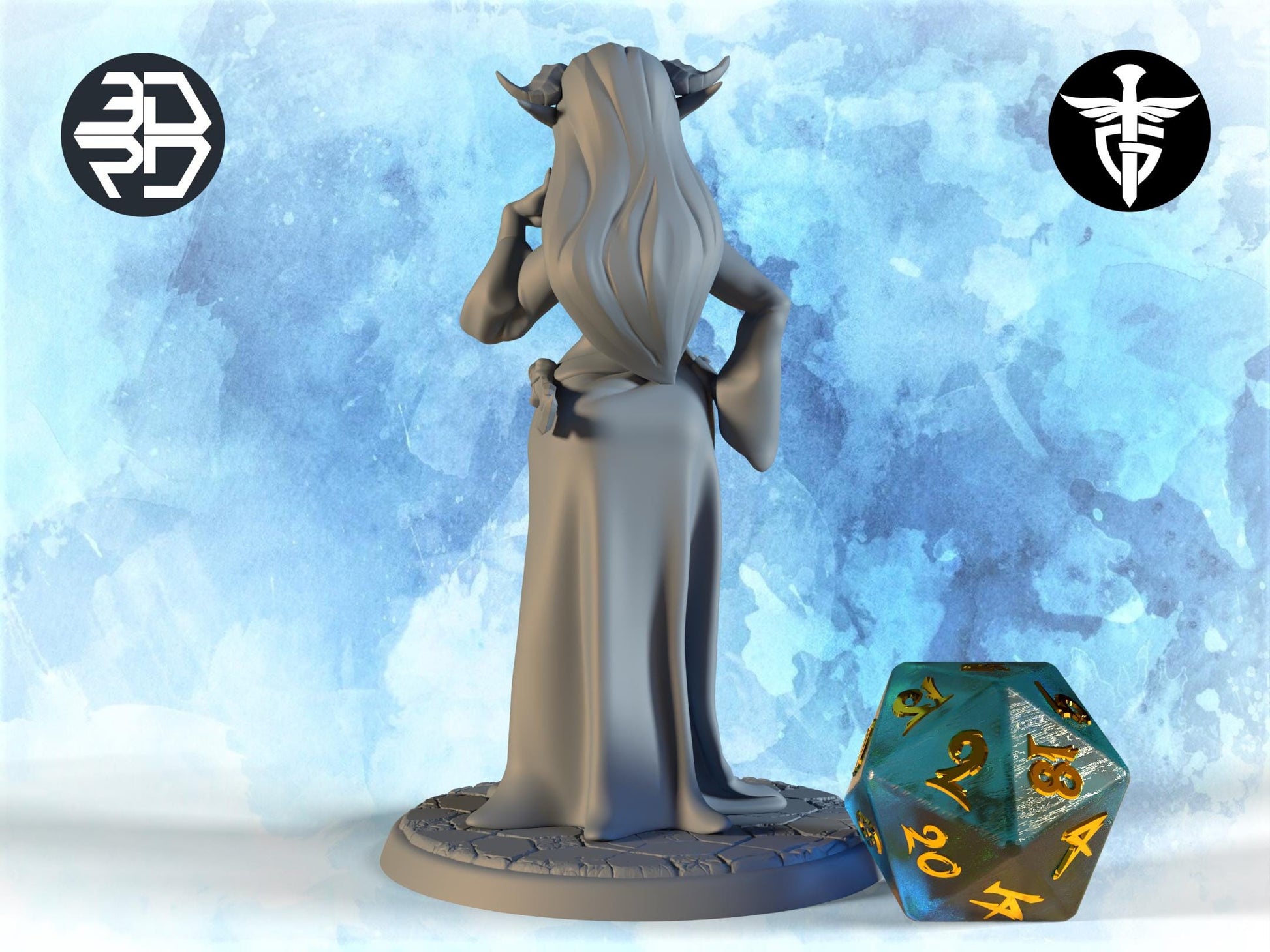Dragon Mistress Miniature | Twin Goddess Miniatures | Tabletop RPG Miniature | Roleplaying 3D Printed Fantasy Mini - 3DPrintDen