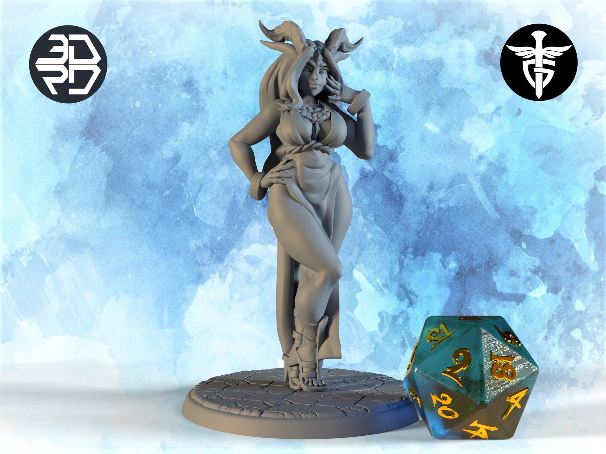 Dragon Mistress Miniature | Twin Goddess Miniatures | Tabletop RPG Miniature | Roleplaying 3D Printed Fantasy Mini - 3DPrintDen
