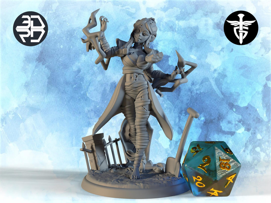 Mummy Bride Miniature | Twin Goddess Miniatures | Tabletop RPG Miniature | Roleplaying 3D Printed Fantasy Mini - 3DPrintDen