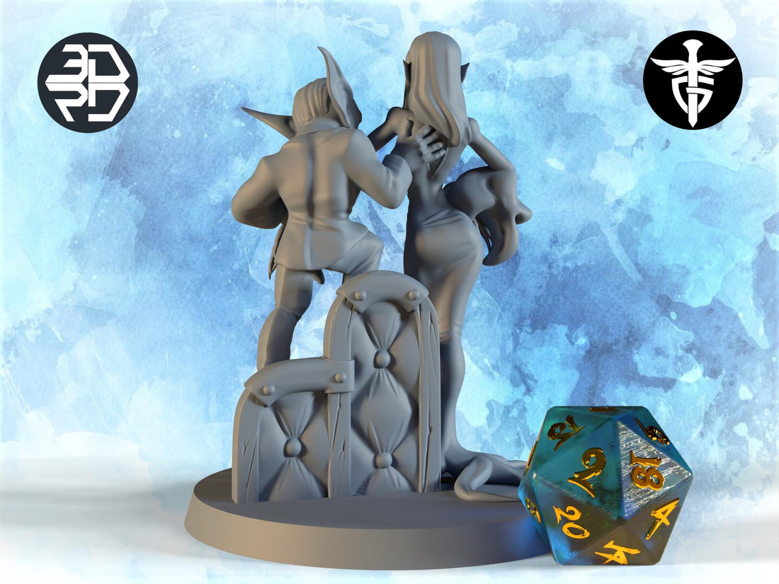 Vampire Couple Miniature | Twin Goddess Miniatures | Tabletop RPG Miniature | Roleplaying 3D Printed Fantasy Mini - 3DPrintDen