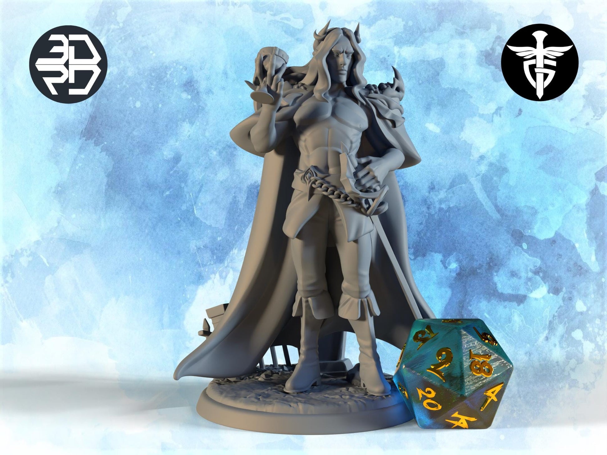 Vampire Lord Miniature | Twin Goddess Miniatures | Tabletop RPG Miniature | Roleplaying 3D Printed Fantasy Mini - 3DPrintDen
