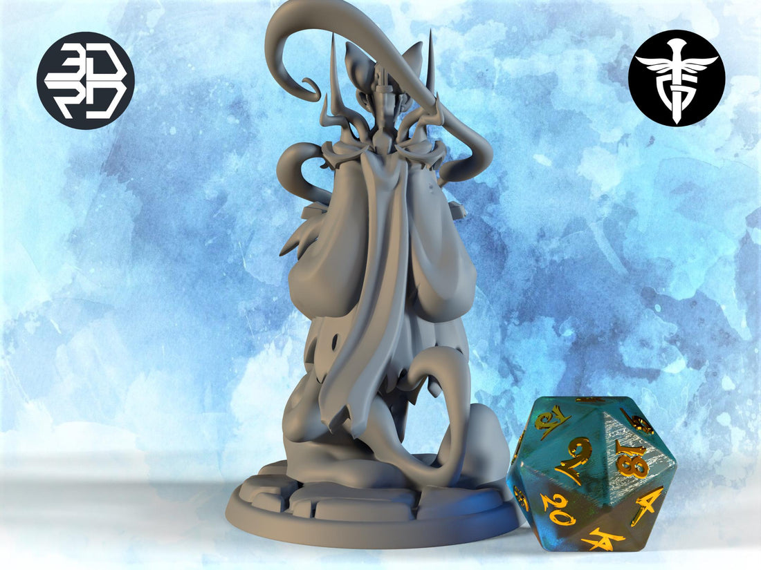 Cat Lich Miniature | Twin Goddess Miniatures | Tabletop RPG Miniature | Roleplaying 3D Printed Fantasy Mini - 3DPrintDen