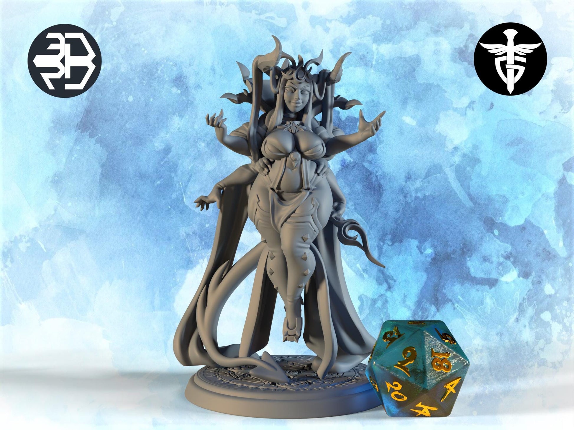 Succubus Miniature | Twin Goddess Miniatures | Tabletop RPG Miniature | Roleplaying 3D Printed Fantasy Mini - 3DPrintDen