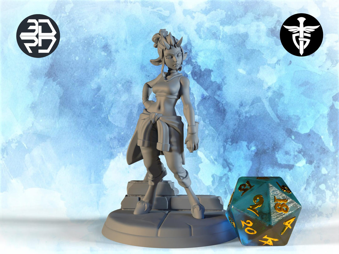 Female Satyr Informant Miniature | Twin Goddess Miniatures | Tabletop RPG Miniature | Roleplaying 3D Printed Fantasy Mini - 3DPrintDen