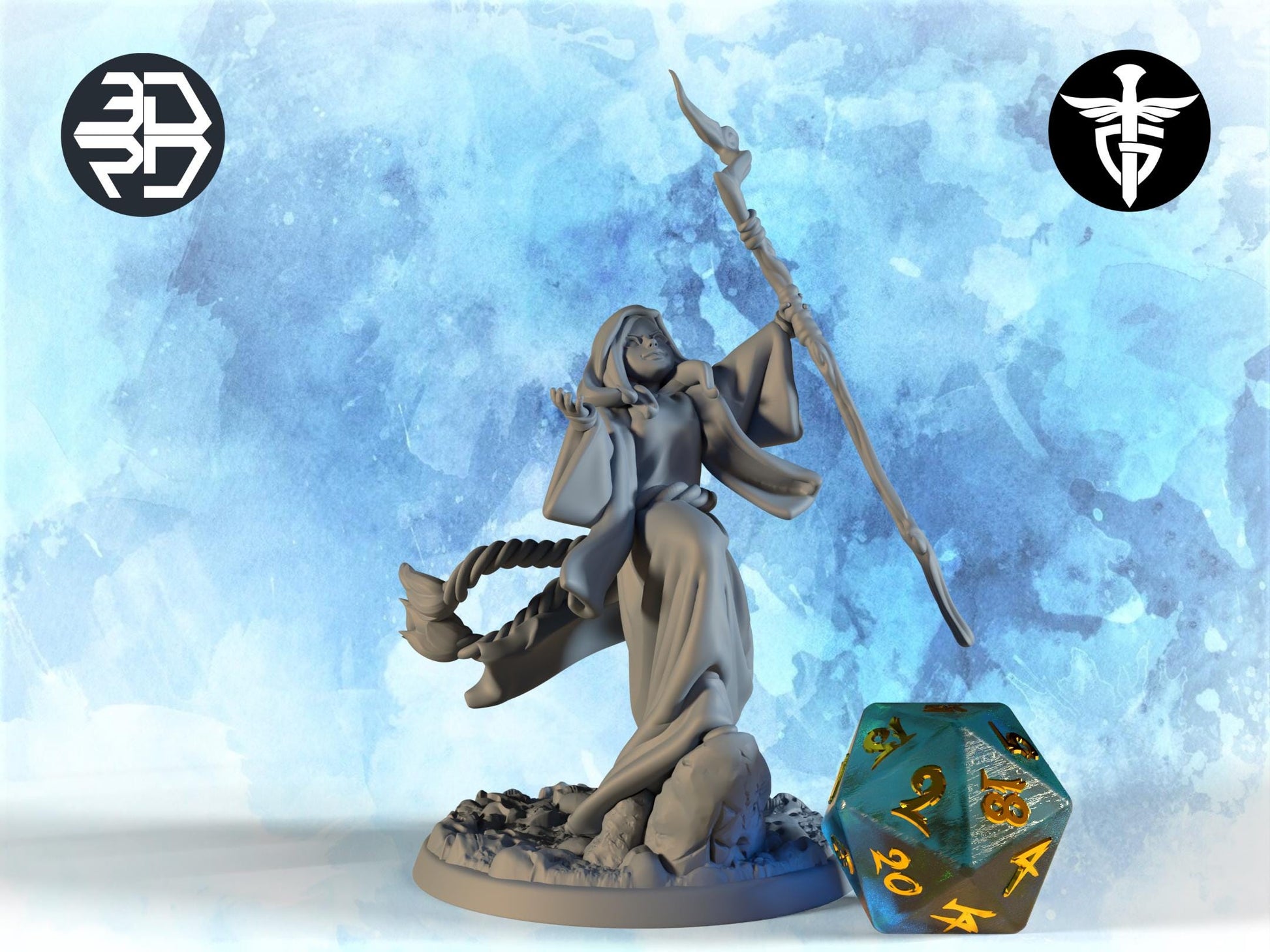 Female Necromancer Miniature | Twin Goddess Miniatures | Tabletop RPG Miniature | Roleplaying 3D Printed Fantasy Mini - 3DPrintDen