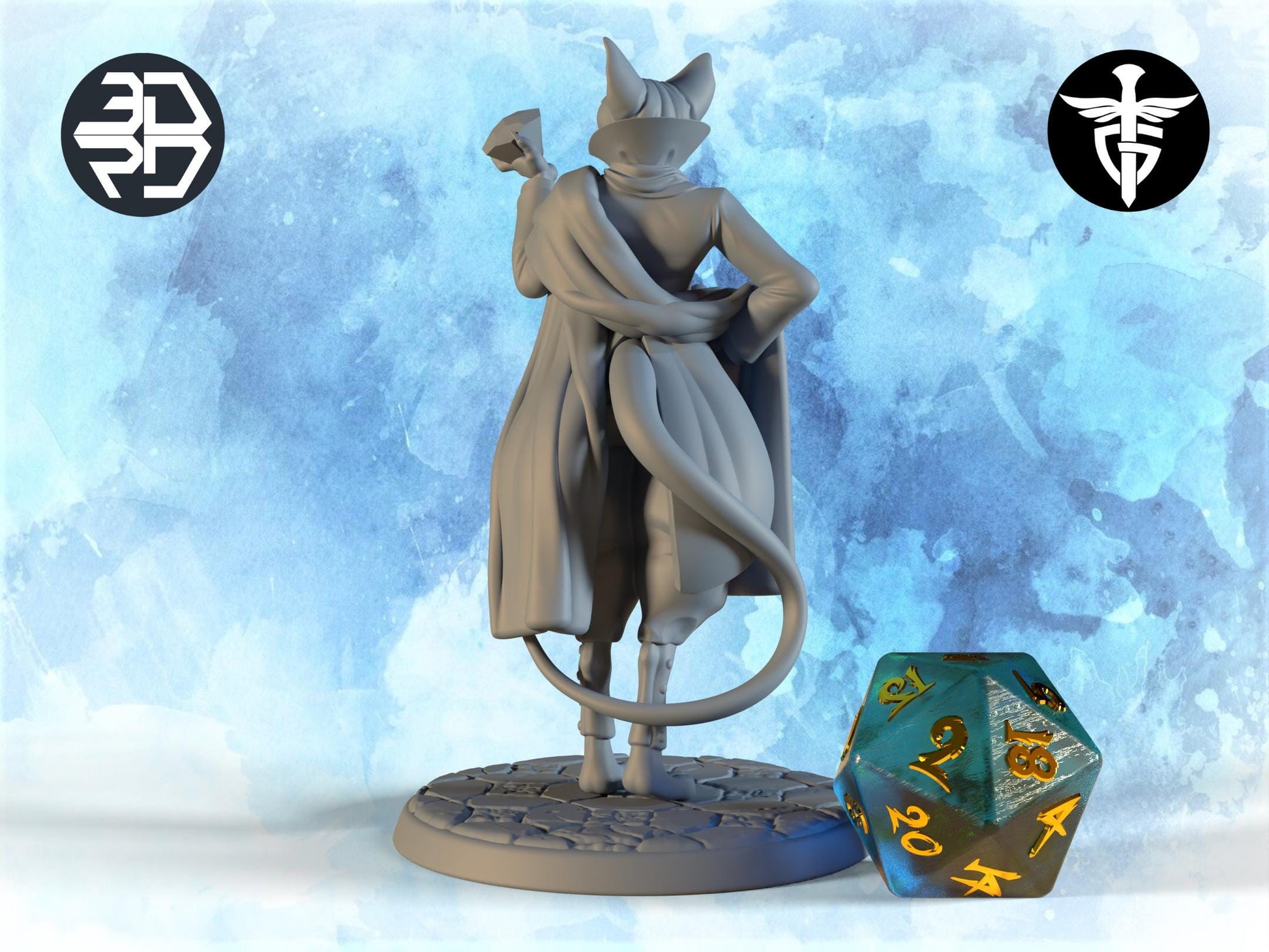 Cat Miniature, Mortimer | Twin Goddess Miniatures | Tabletop RPG Miniature | Roleplaying 3D Printed Fantasy Mini - 3DPrintDen