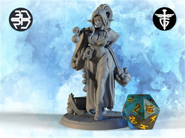 Female Elf Merchant Miniature, Silfie | Twin Goddess Miniatures | Tabletop RPG Miniature | Roleplaying 3D Printed Fantasy Mini - 3DPrintDen