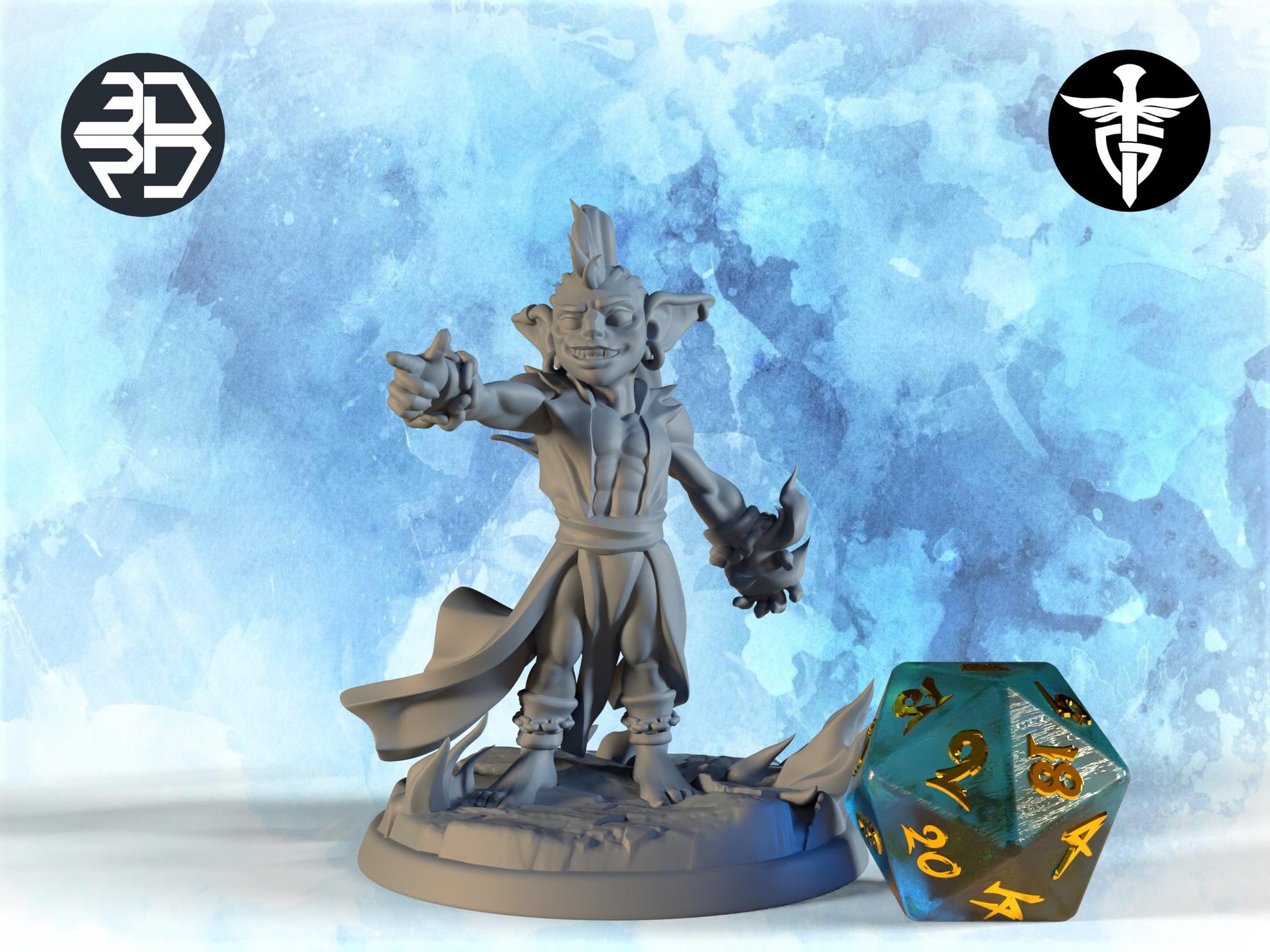 Goblin Sorcerer Miniature | Twin Goddess Miniatures | Tabletop RPG Miniature | Roleplaying 3D Printed Fantasy Mini - 3DPrintDen