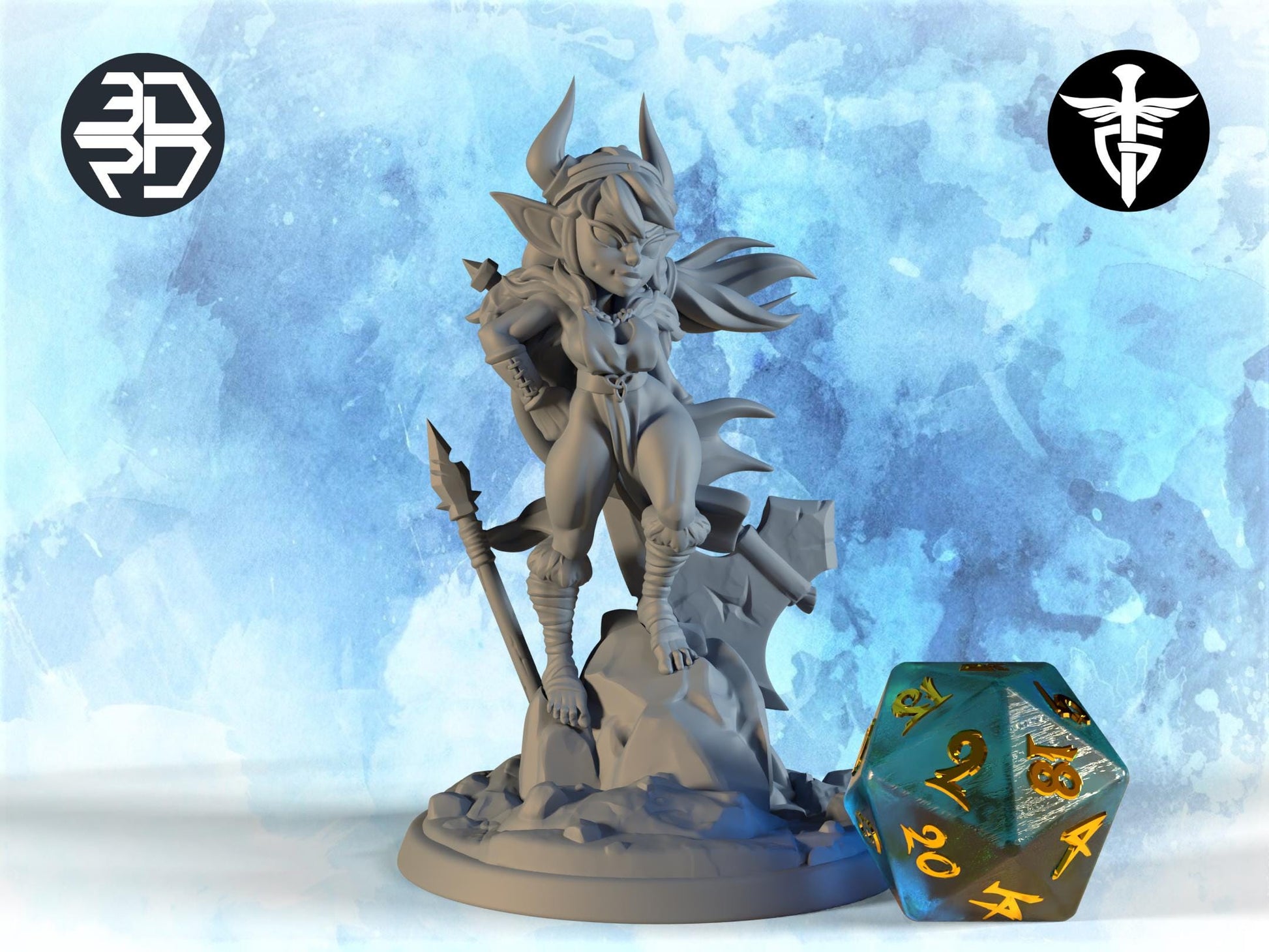 Female Goblin Barbarian Miniature | Twin Goddess Miniatures | Tabletop RPG Miniature | Roleplaying 3D Printed Fantasy Mini - 3DPrintDen