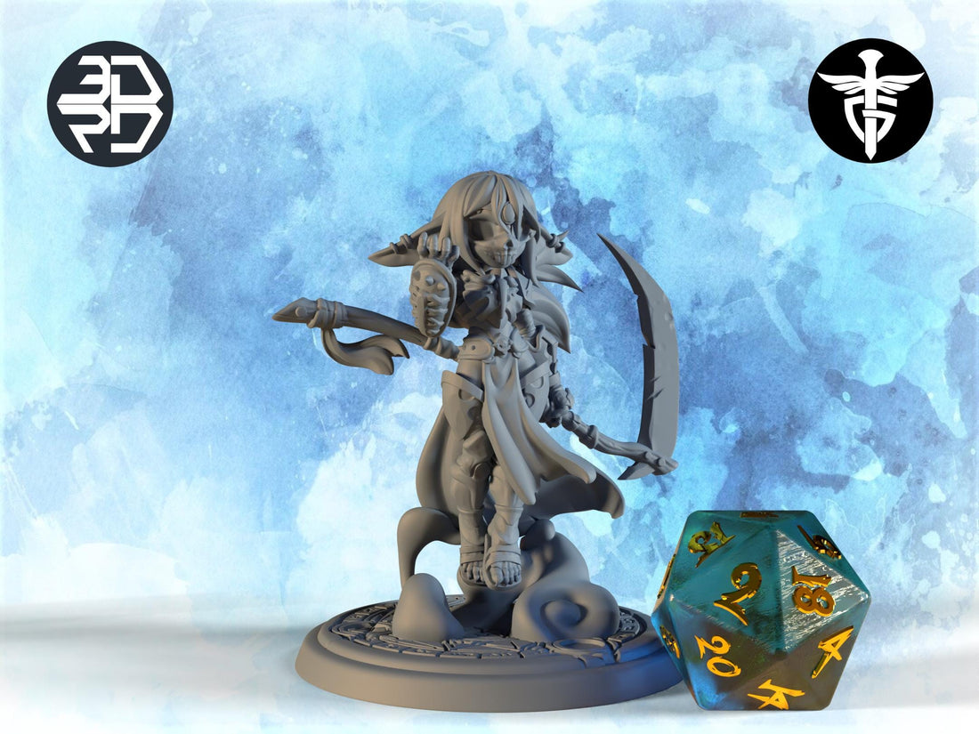 Female Goblin Reaper Miniature | Twin Goddess Miniatures | Tabletop RPG Miniature | Roleplaying 3D Printed Fantasy Mini - 3DPrintDen