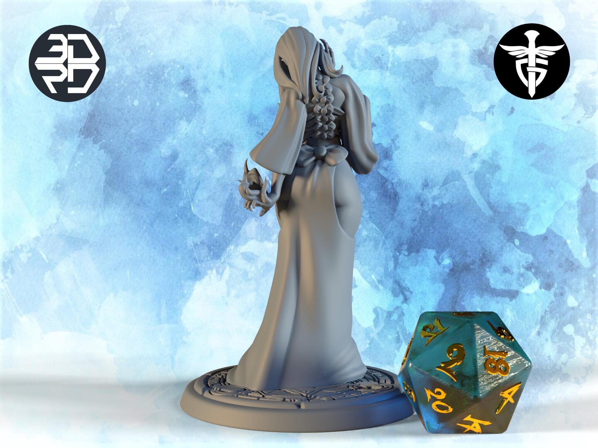 Female Necromancer Miniature, Umieranie | Twin Goddess Miniatures | Tabletop RPG Miniature | Roleplaying 3D Printed Fantasy Mini - 3DPrintDen