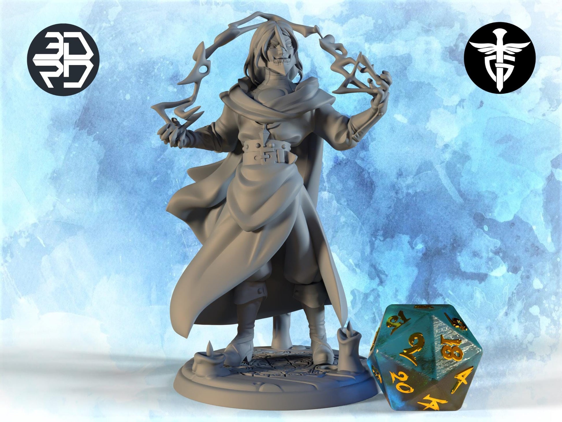 Sorcerer Miniature, Voltaire | Twin Goddess Miniatures | Tabletop RPG Miniature | Roleplaying 3D Printed Fantasy Mini - 3DPrintDen