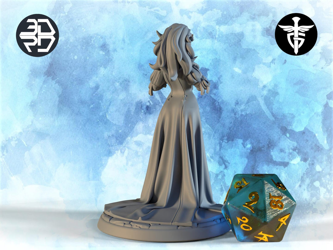 Female Drow Noble Miniature, Felynril | Twin Goddess Miniatures | Tabletop RPG Miniature | Roleplaying 3D Printed Fantasy Mini - 3DPrintDen