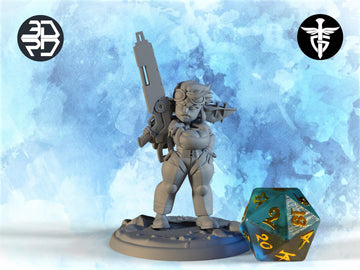 Female Goblin Gunner Miniature, Quinn | Twin Goddess Miniatures | Tabletop RPG Miniature | Roleplaying 3D Printed Fantasy Mini - 3DPrintDen