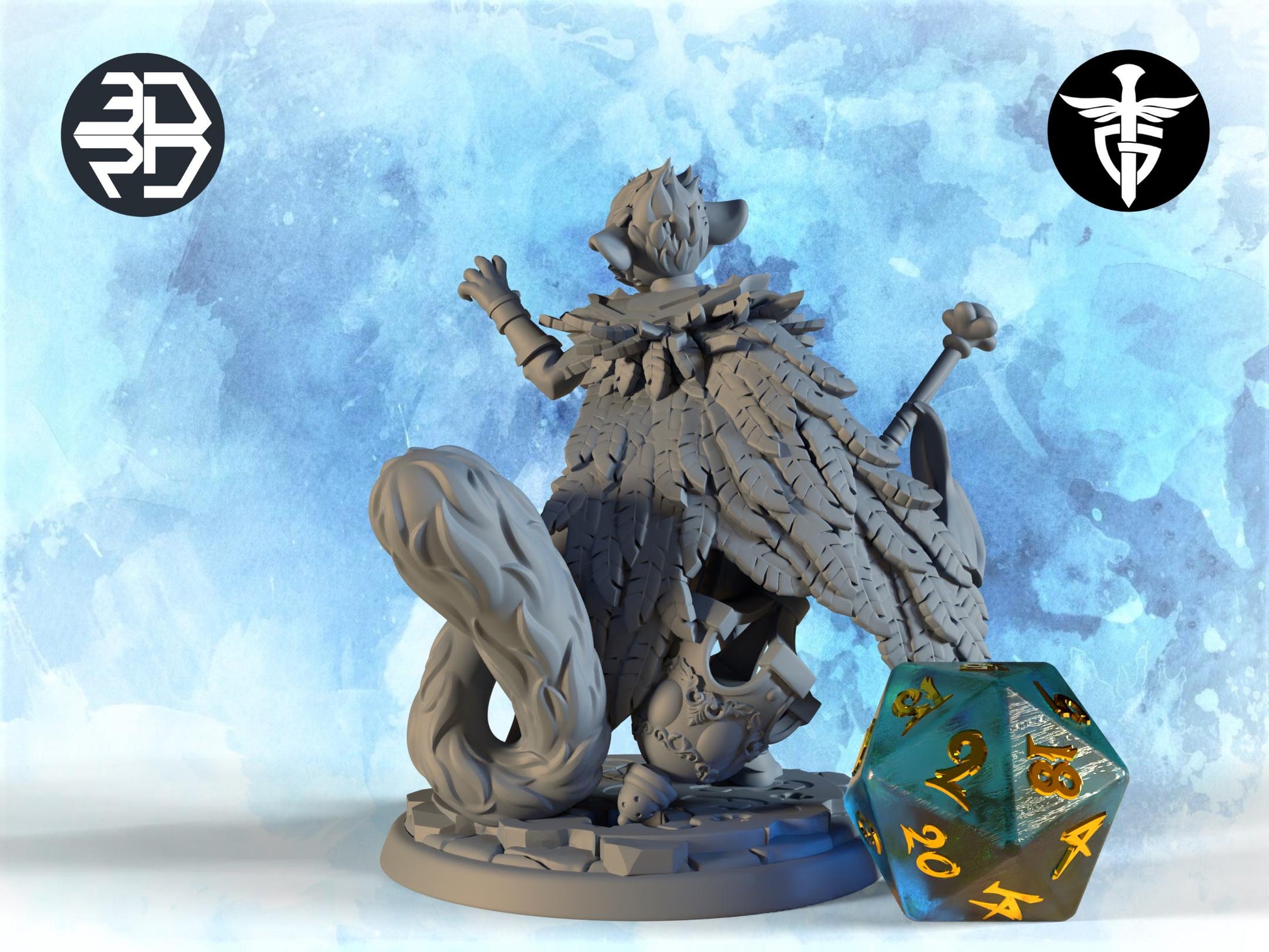 Female Tabaxi Cleric Miniature, Kizi | Twin Goddess Miniatures | Tabletop RPG Miniature | Roleplaying 3D Printed Fantasy Mini - 3DPrintDen