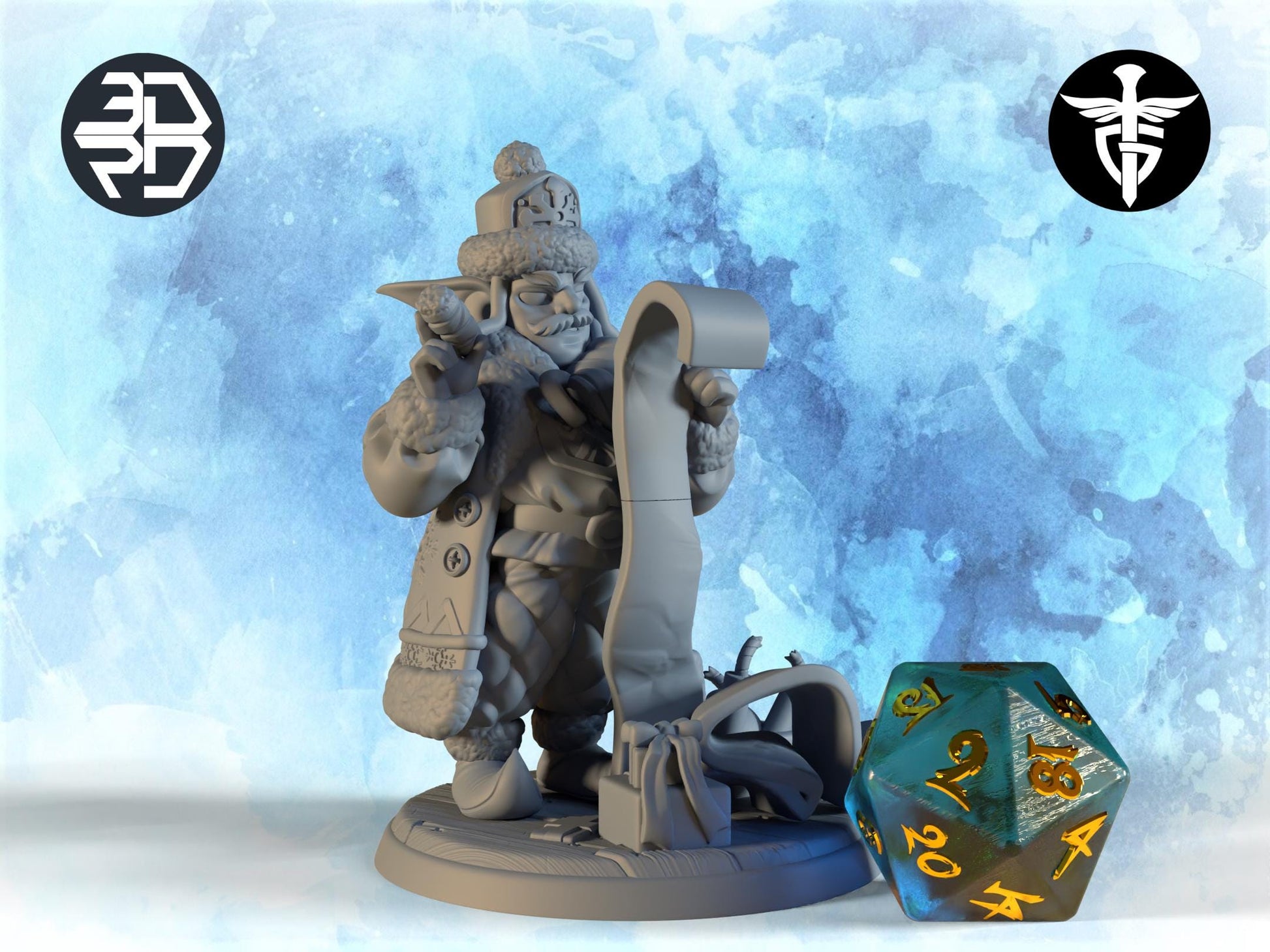 Christmas Elf Miniature, Mr Gobbs | Twin Goddess Miniatures | Tabletop RPG Miniature | Roleplaying 3D Printed Fantasy Mini - 3DPrintDen