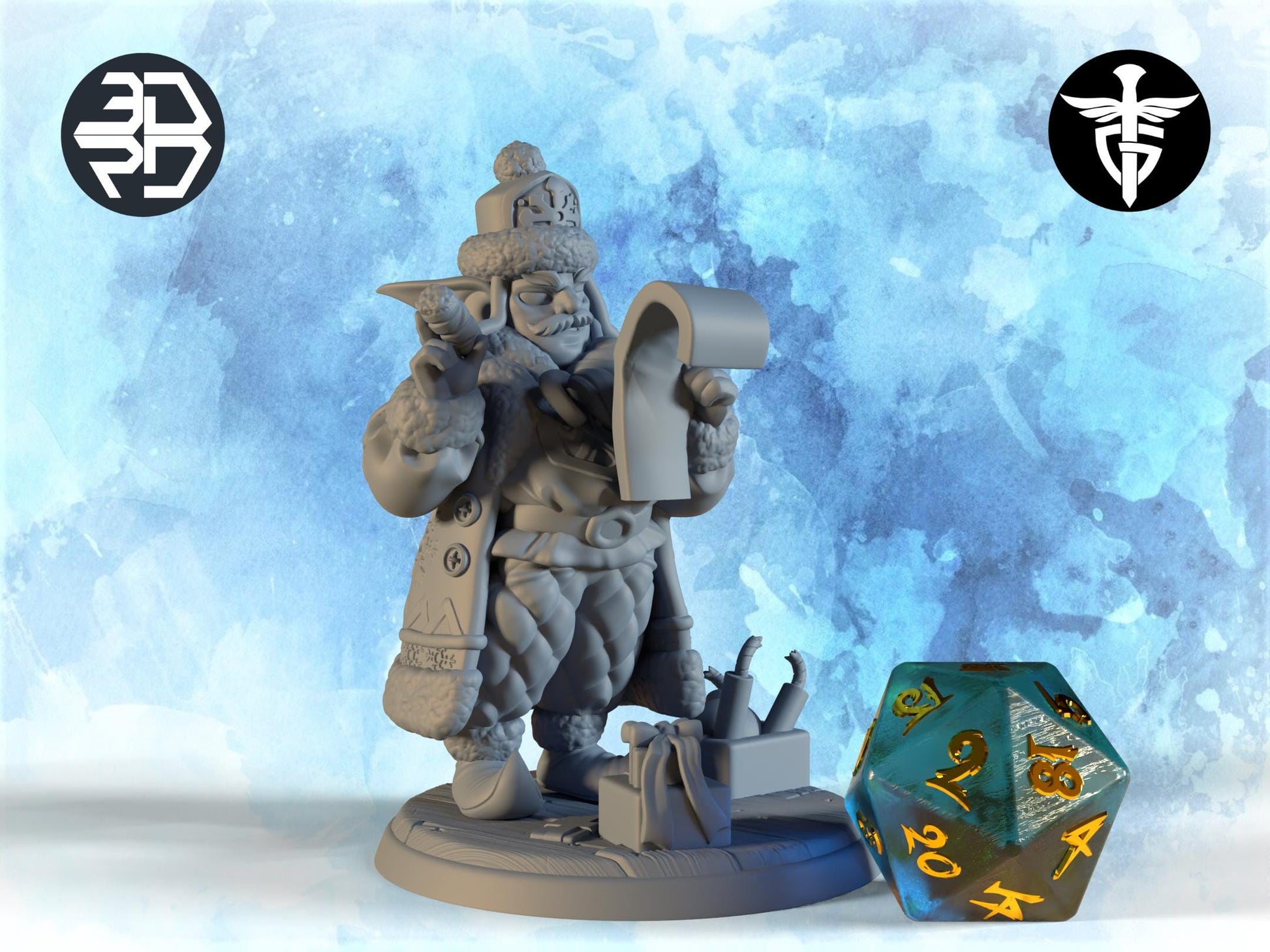 Christmas Elf Miniature, Mr Gobbs | Twin Goddess Miniatures | Tabletop RPG Miniature | Roleplaying 3D Printed Fantasy Mini - 3DPrintDen