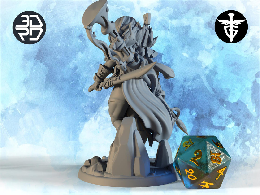 Female Exodite Miniature | Twin Goddess Miniatures | Tabletop RPG Miniature | Roleplaying 3D Printed Fantasy Mini - 3DPrintDen