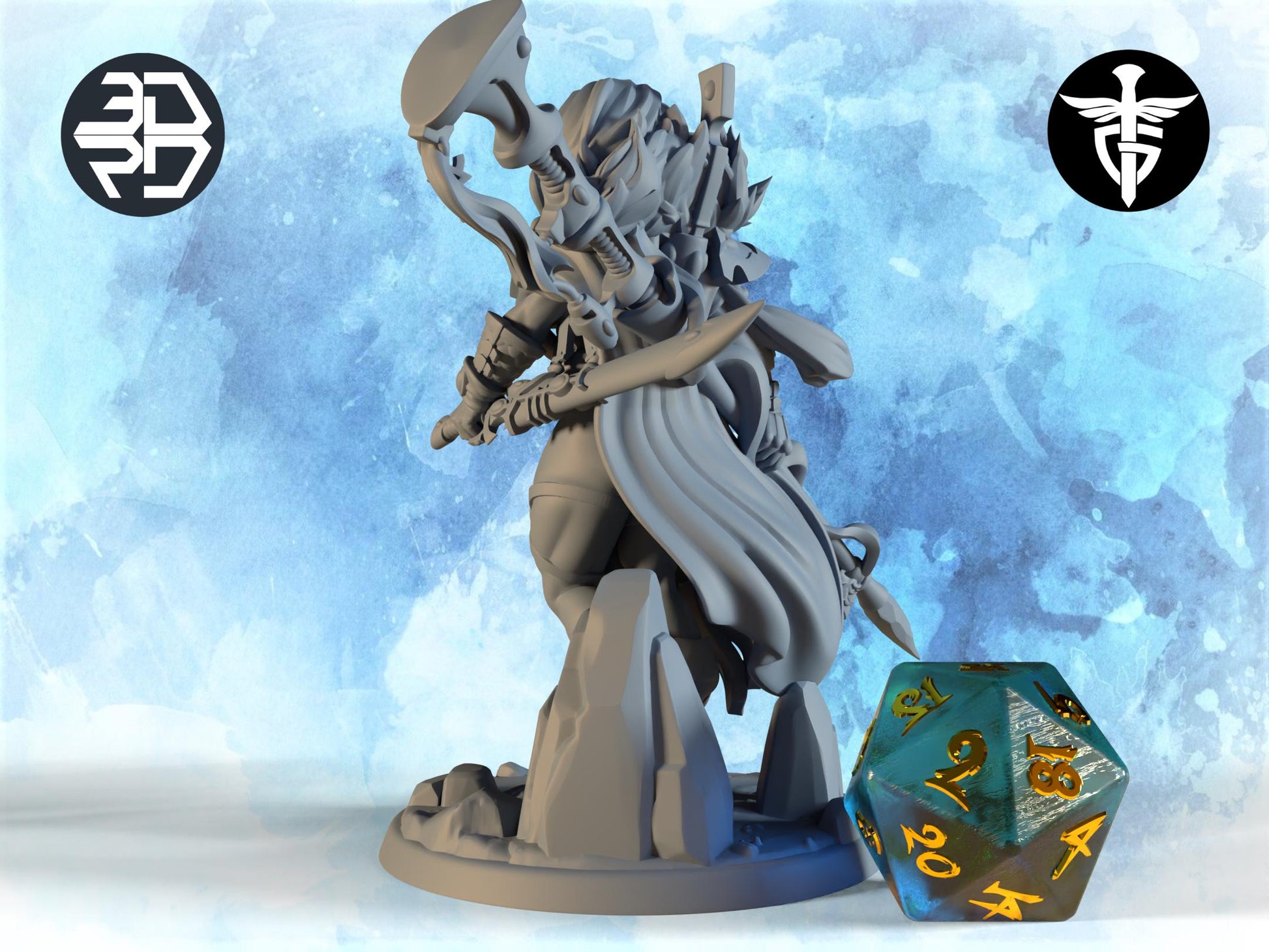 Female Exodite Miniature | Twin Goddess Miniatures | Tabletop RPG Miniature | Roleplaying 3D Printed Fantasy Mini - 3DPrintDen