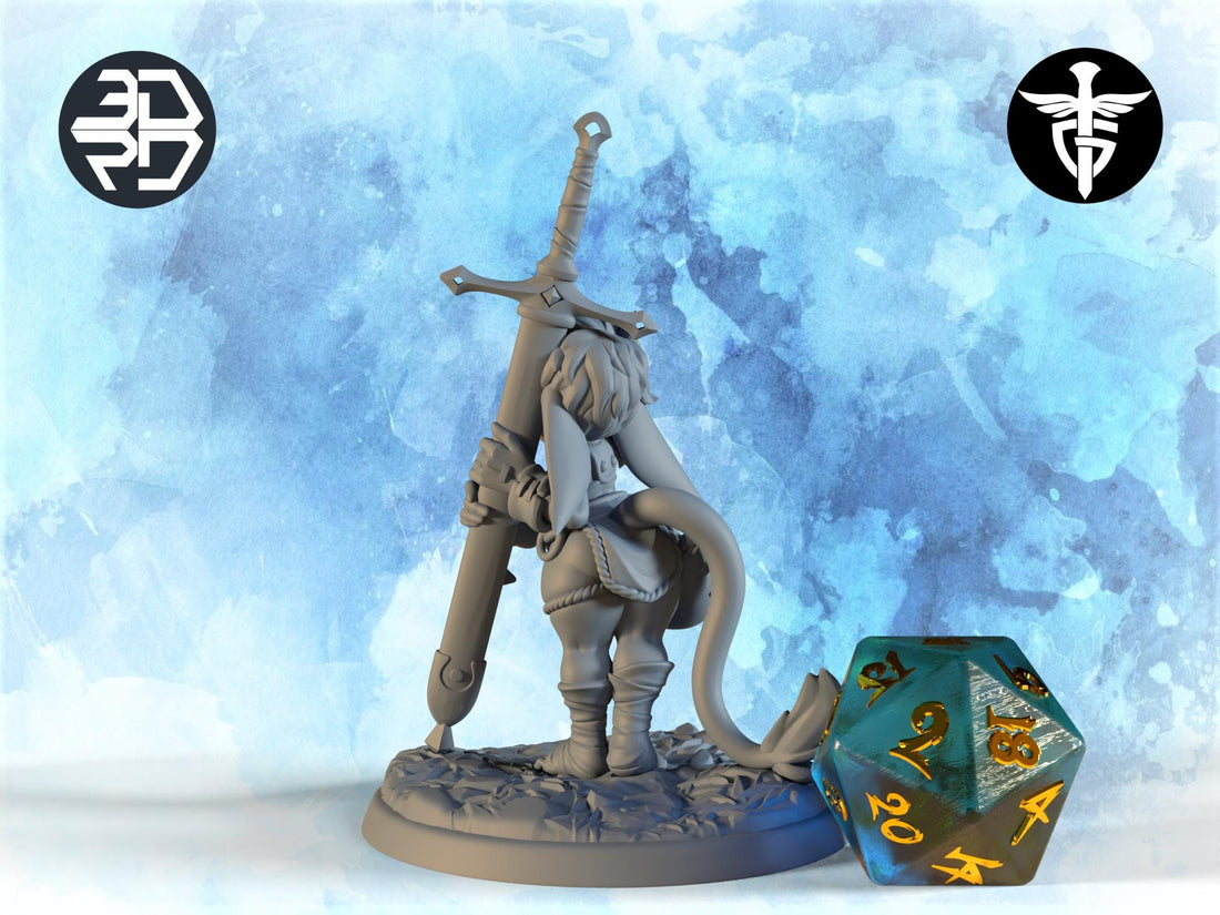 Female Goblin Squire Miniature | Twin Goddess Miniatures | Tabletop RPG Miniature | Roleplaying 3D Printed Fantasy Mini - 3DPrintDen