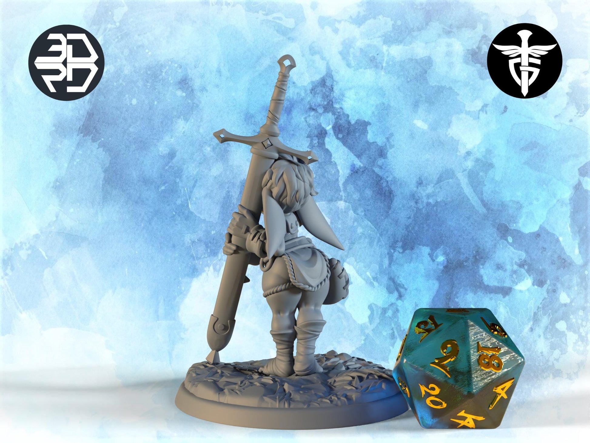 Female Goblin Squire Miniature | Twin Goddess Miniatures | Tabletop RPG Miniature | Roleplaying 3D Printed Fantasy Mini - 3DPrintDen