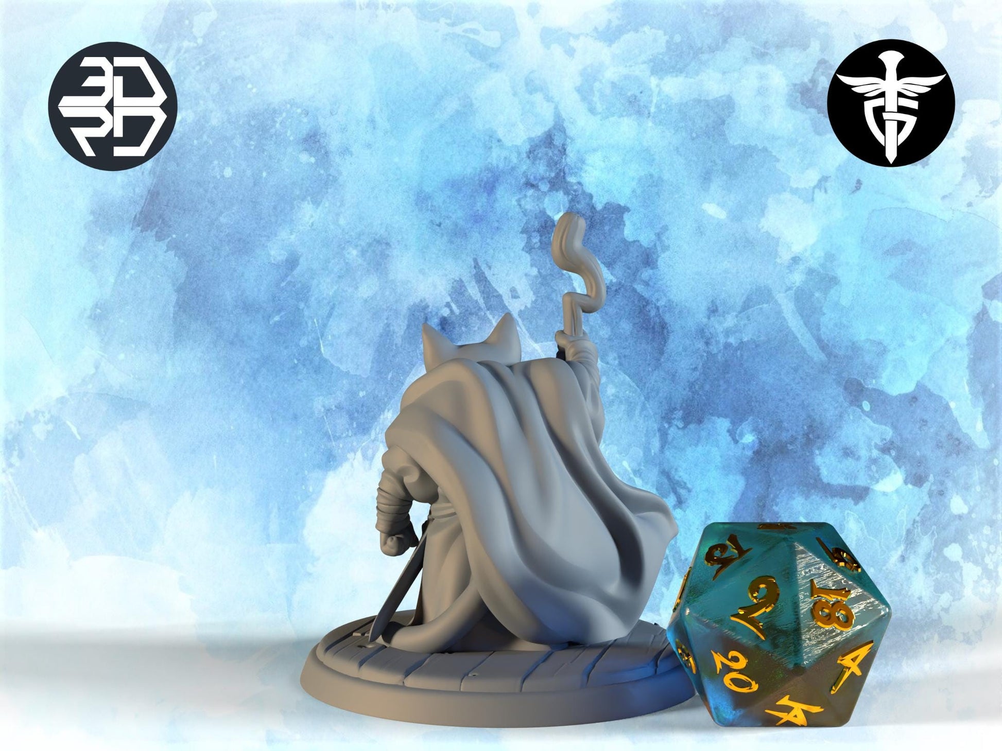 Old Hermit Cat Miniature | Twin Goddess Miniatures | Tabletop RPG Miniature | Roleplaying 3D Printed Fantasy Mini - 3DPrintDen