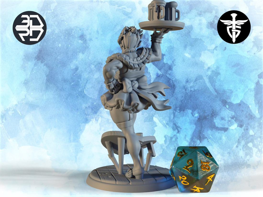 Orc Maid Miniature | Twin Goddess Miniatures | Tabletop RPG Miniature | Roleplaying 3D Printed Fantasy Mini - 3DPrintDen